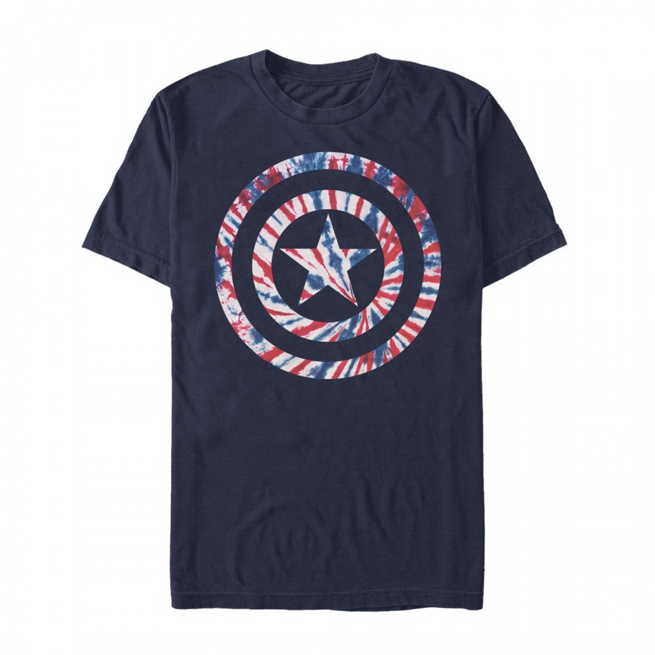Captain America Tie Dye Shield Symbol T-Shirt, Blue