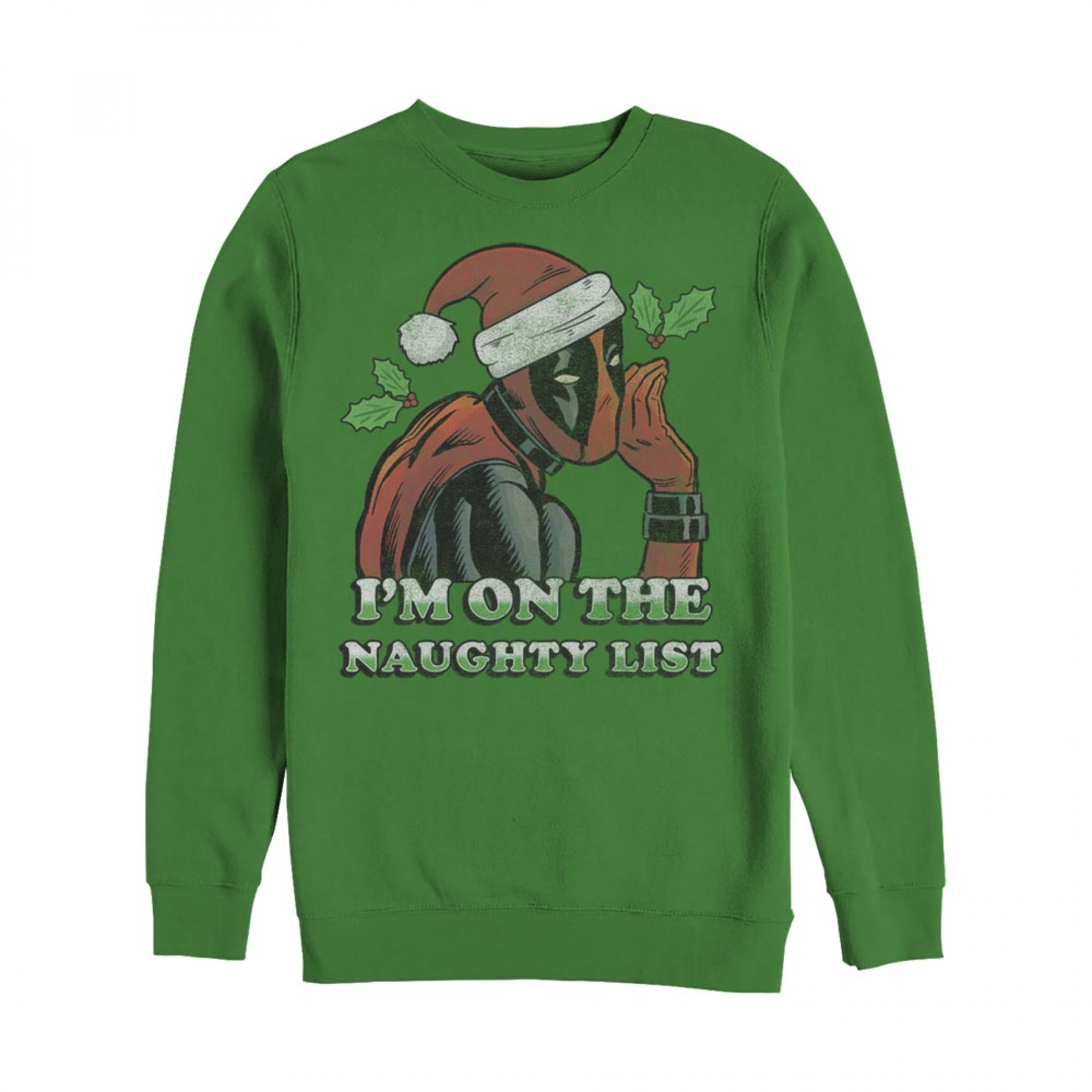 Deadpool On The Naughty List Ugly Christmas Sweatshirt, Green
