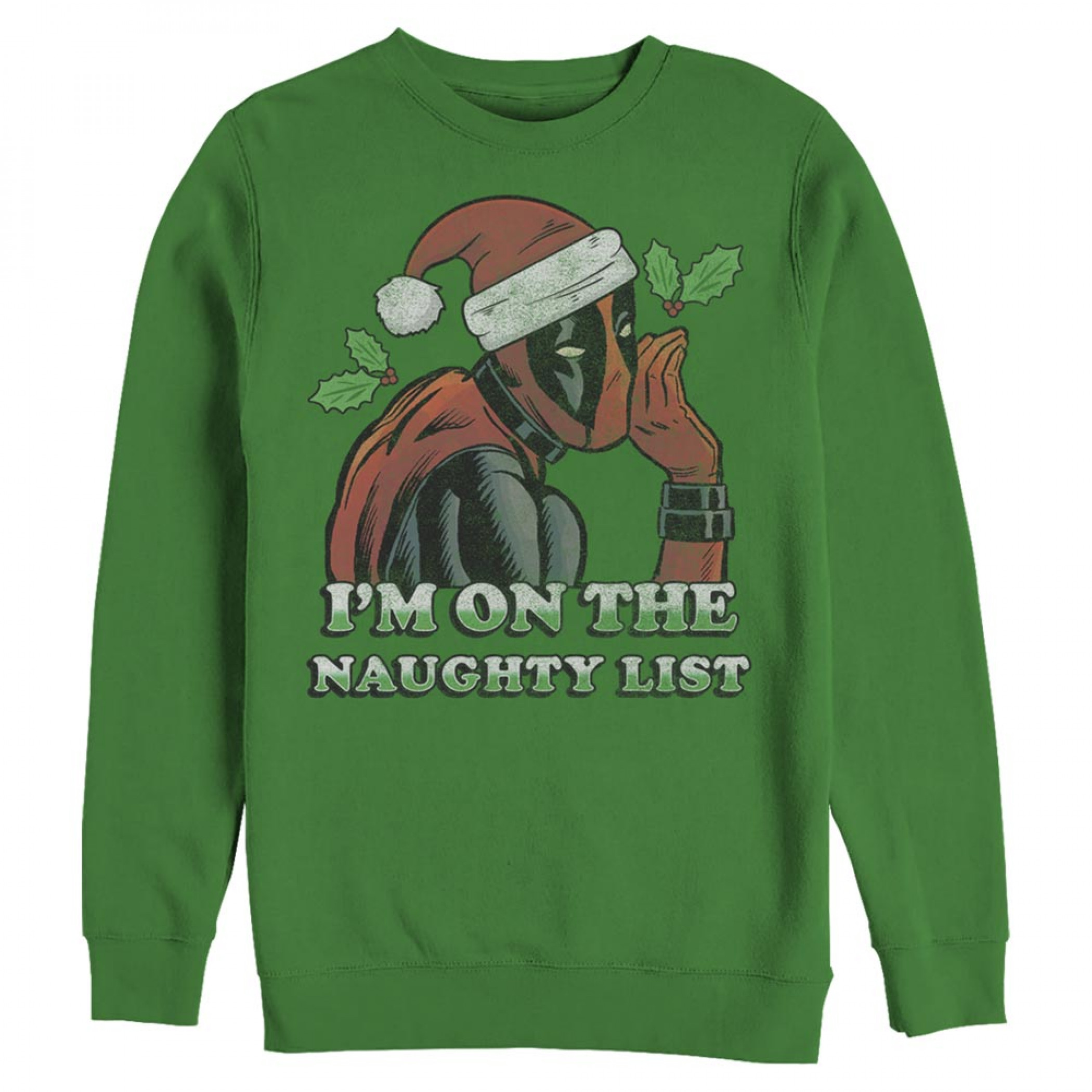 Deadpool Naughty List Green Christmas Sweatshirt, Green