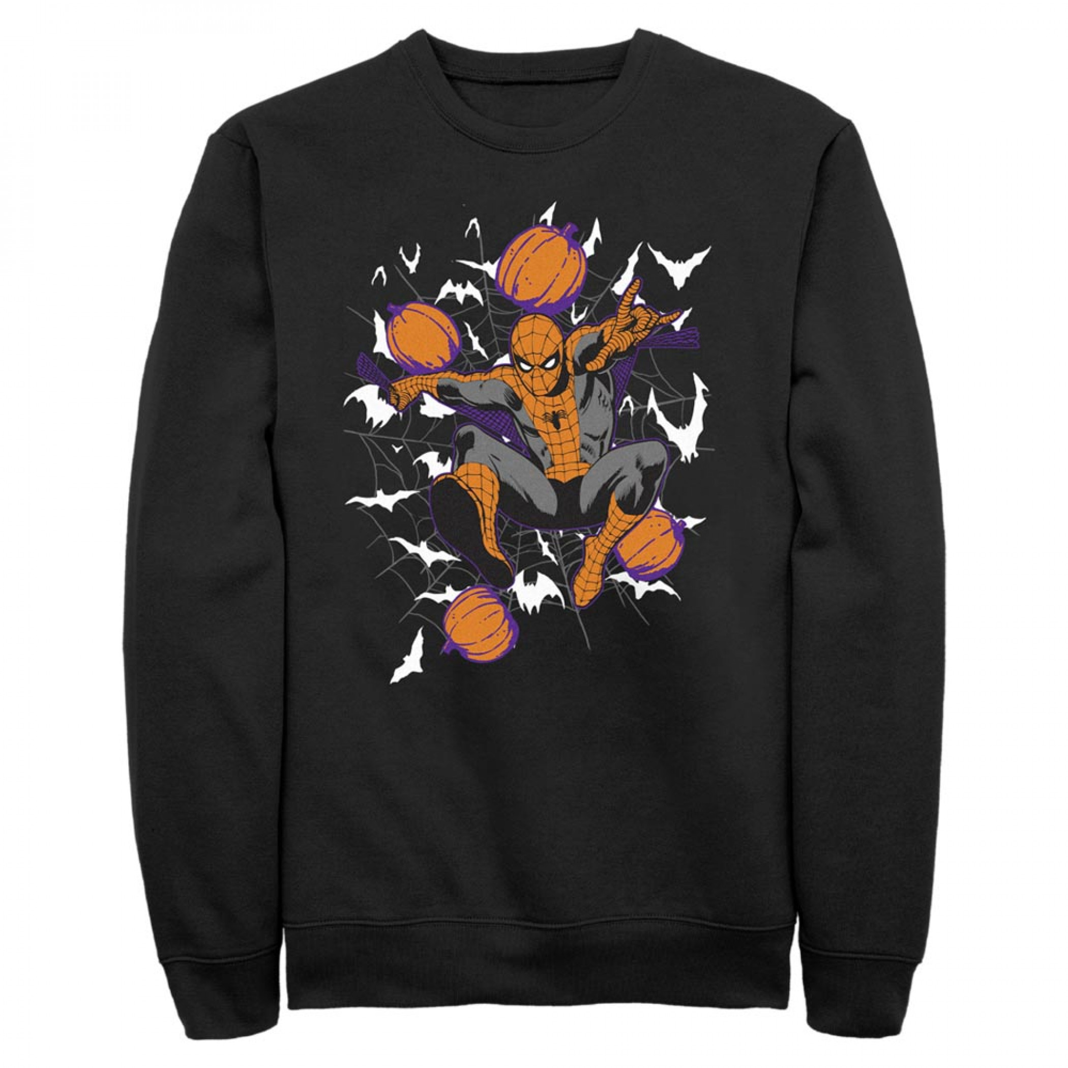 Spider-Man Swinging into Halloween Sweatshirt, Black