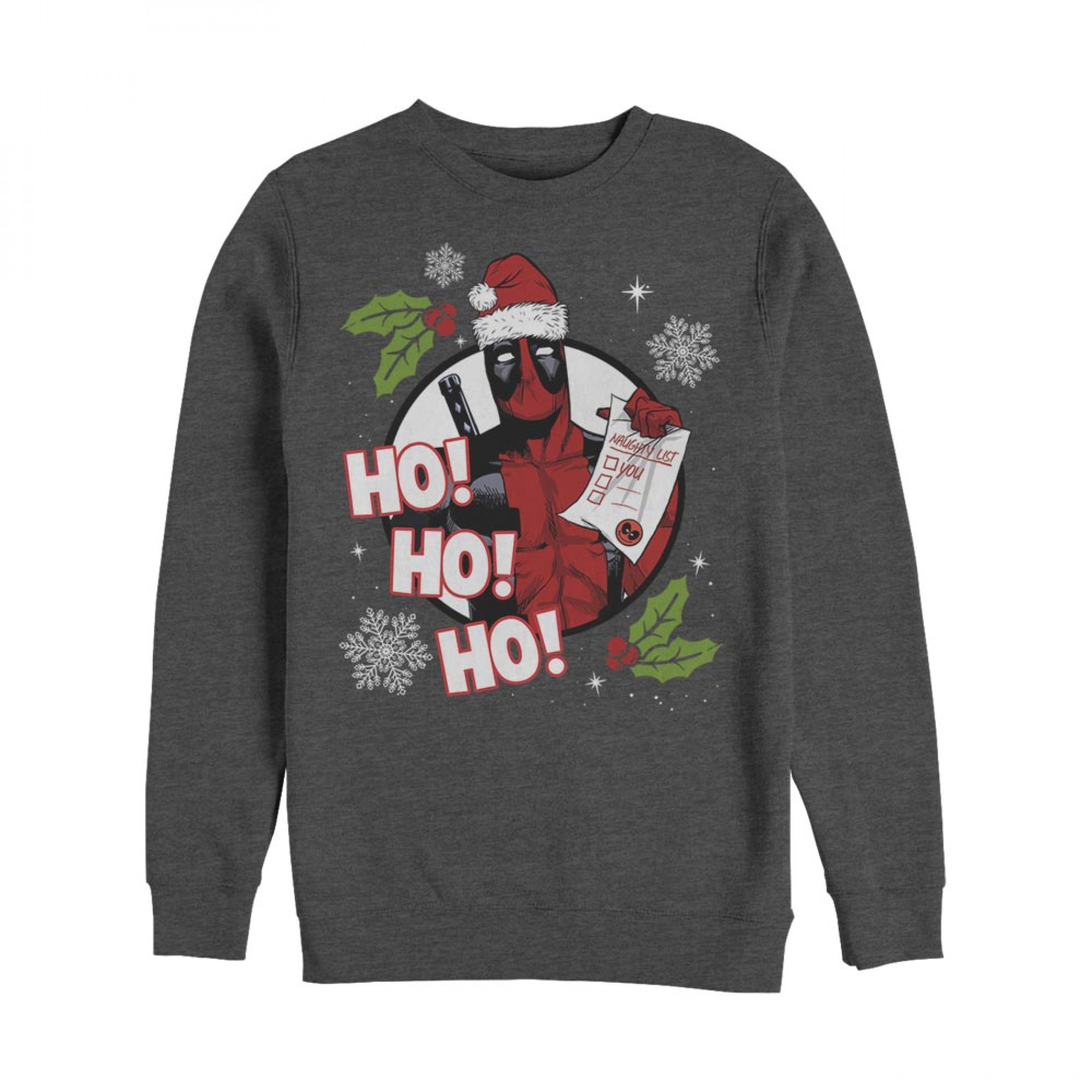 Deadpool Ho Ho Ho Christmas Sweatshirt, Grey