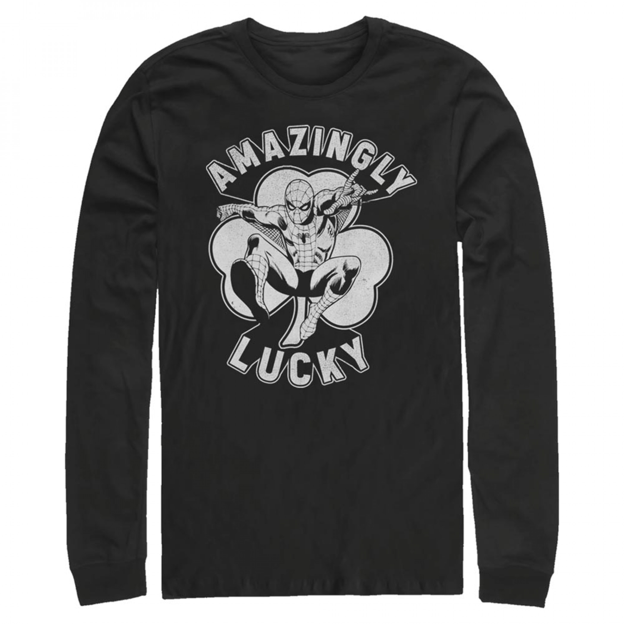 Spider-Man Amazingly Lucky Black Long Sleeve Shirt, Black