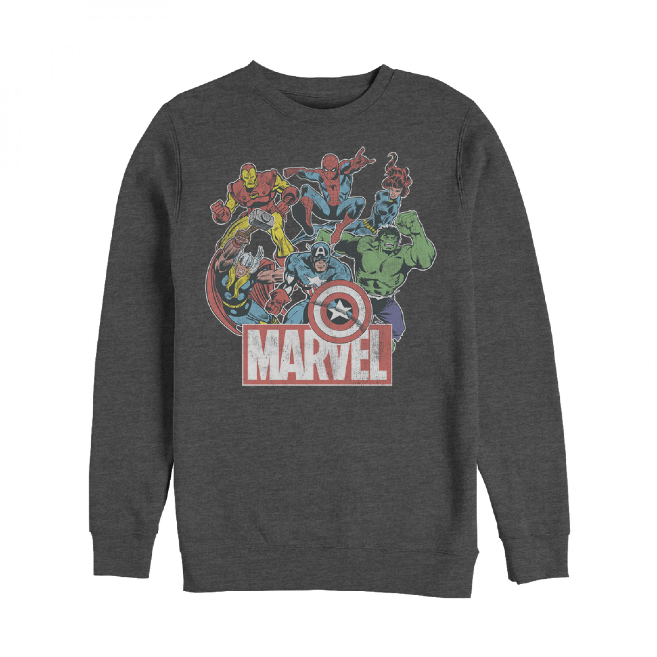 Marvel Classic Hero Collage Sweatshirt, Grey