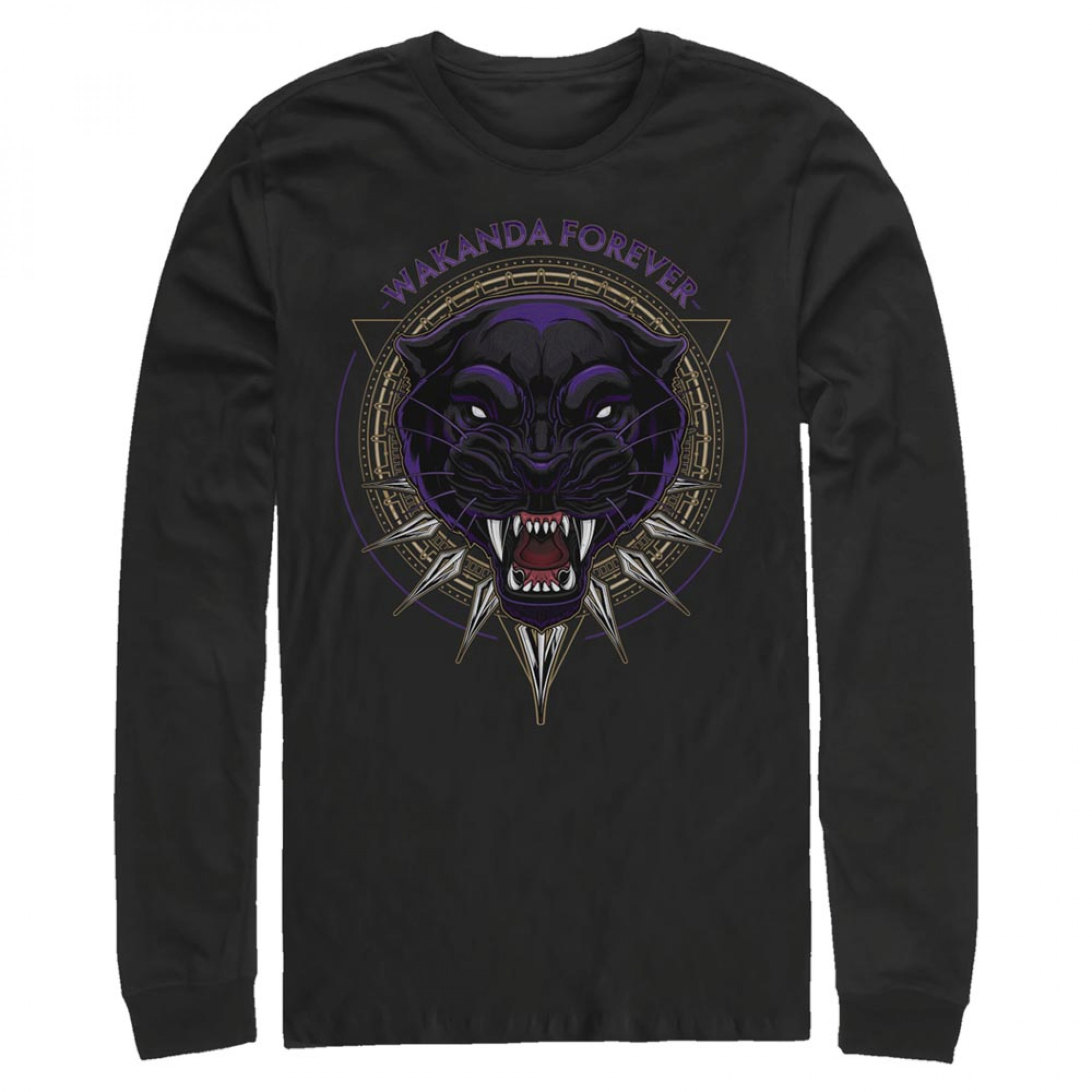 Black Panther Wakanda Forever Long Sleeve Shirt, Black