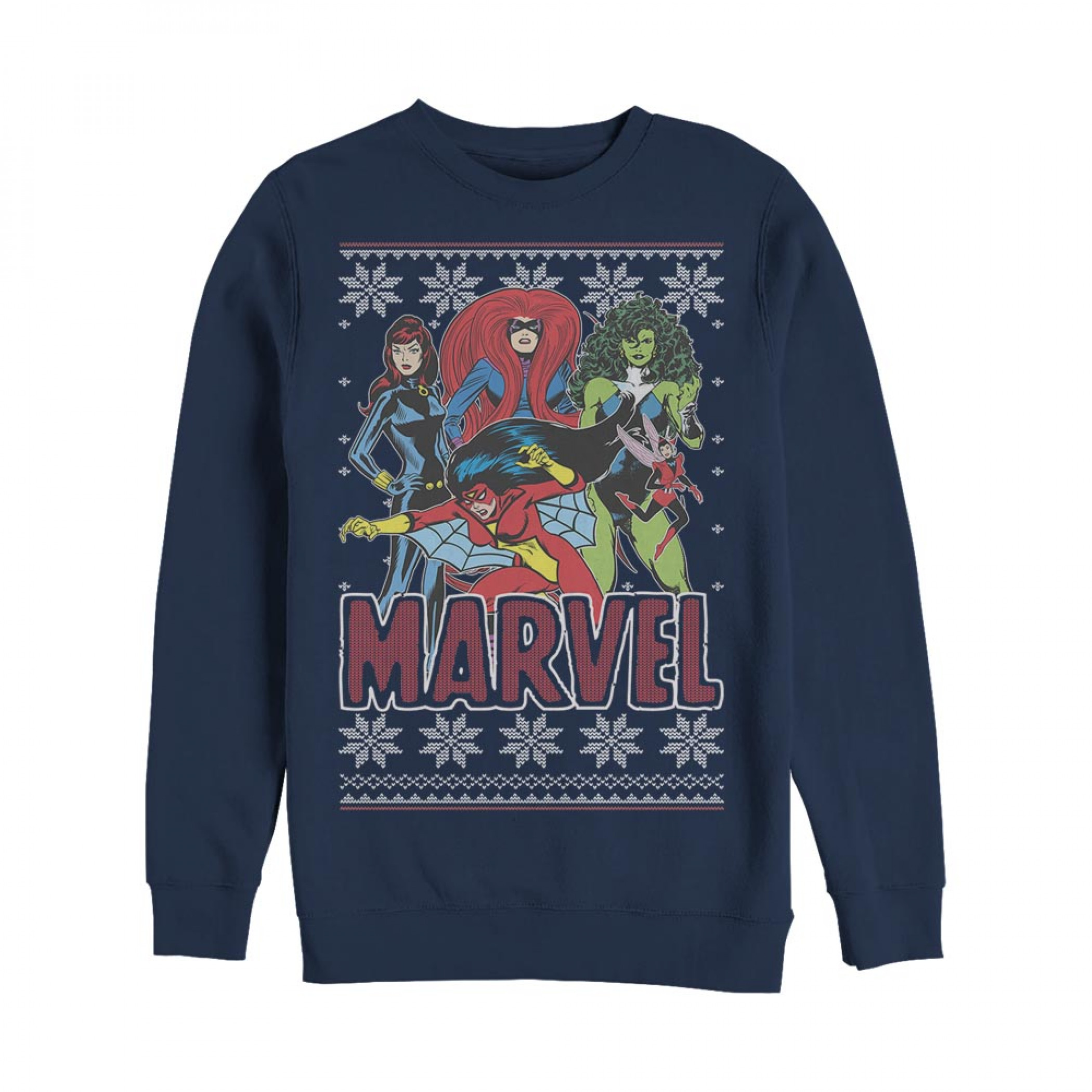 Marvel Girl Power Ugly Christmas Sweatshirt, Blue