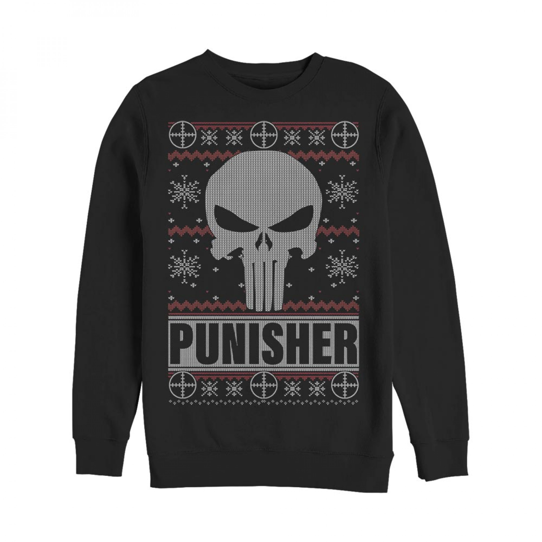 Punisher Skull Ugly Christmas Sweatshirt, Black