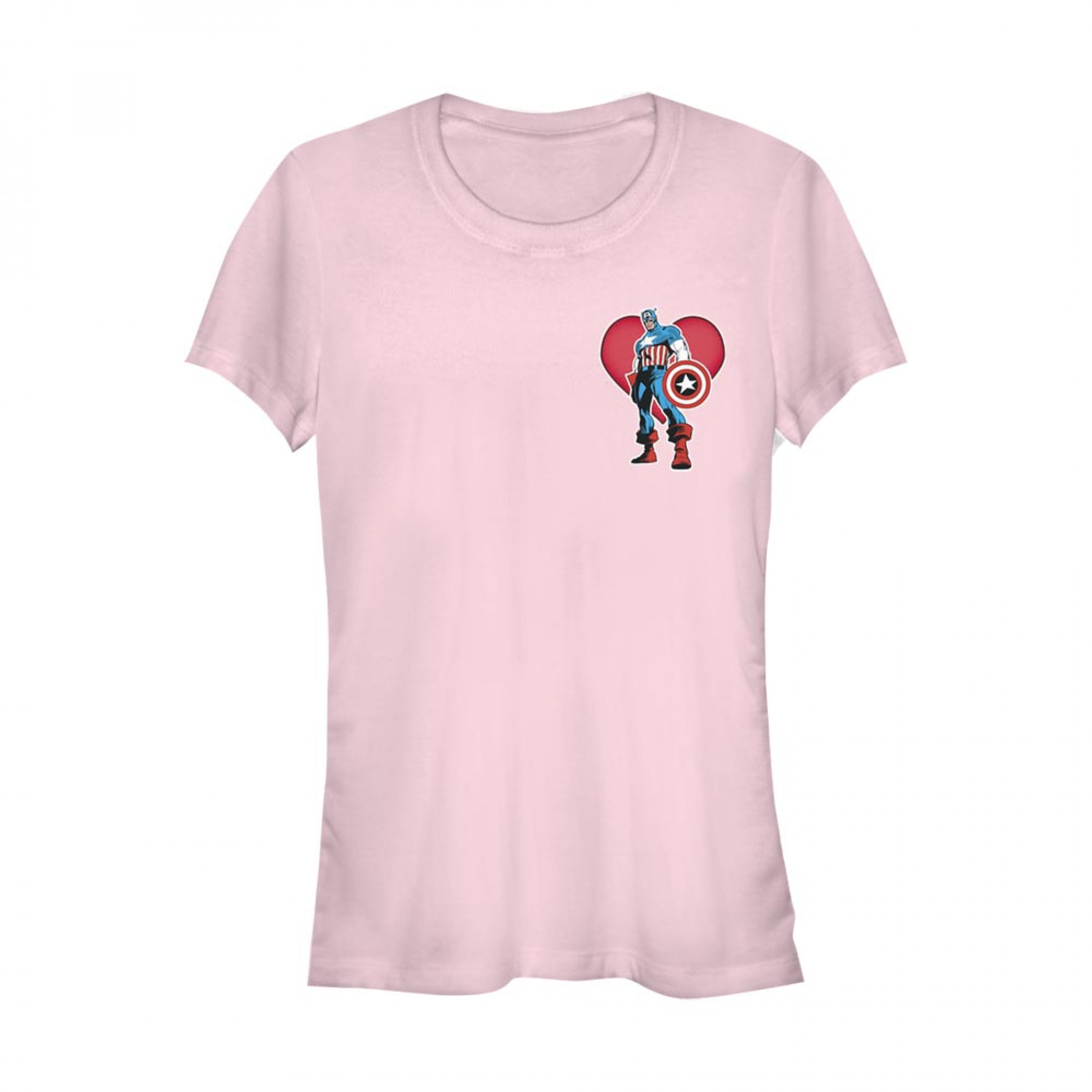 Captain America Heart Women's Pink T-Shirt, Pink