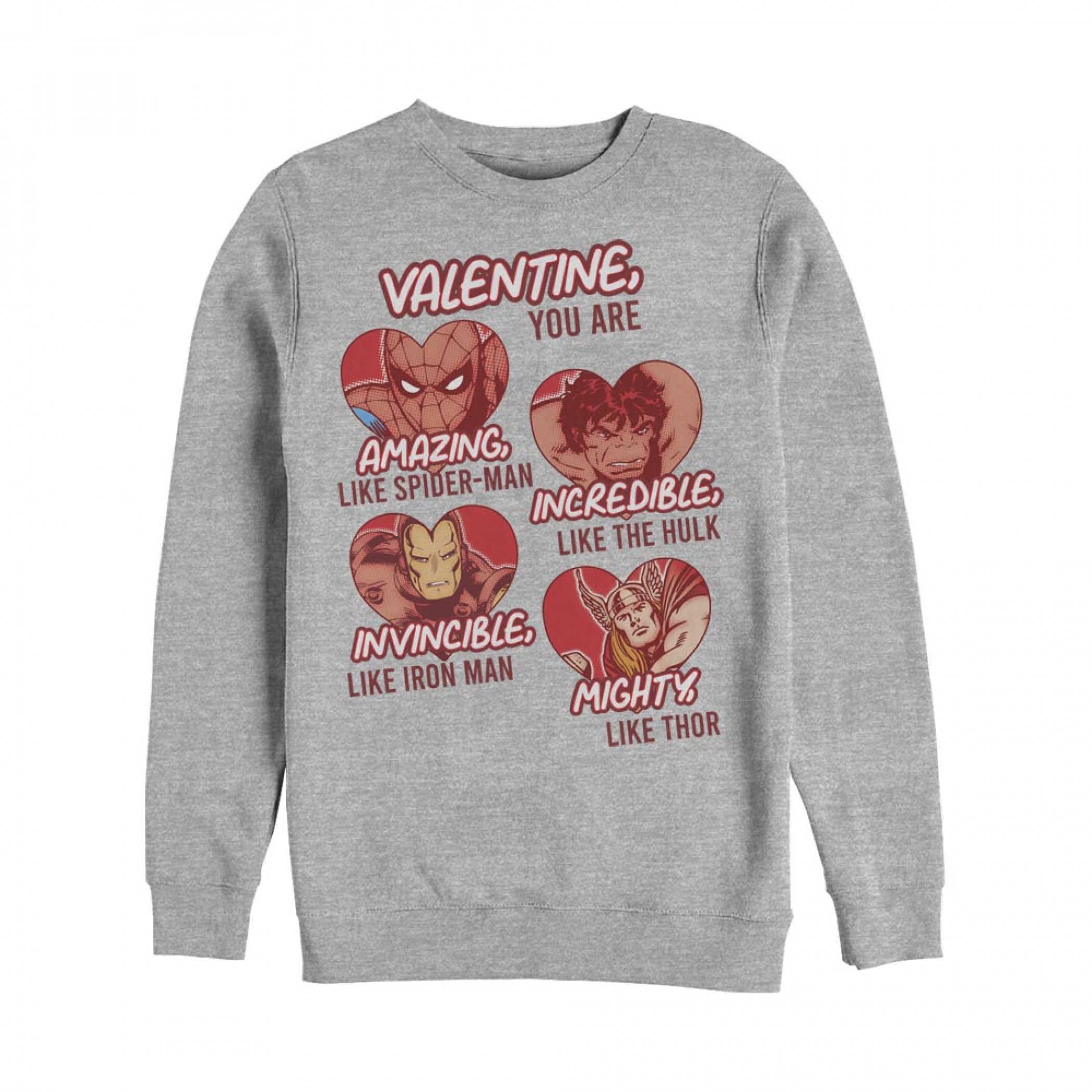 Avengers Valentine Grey Crewneck Sweatshirt, Grey
