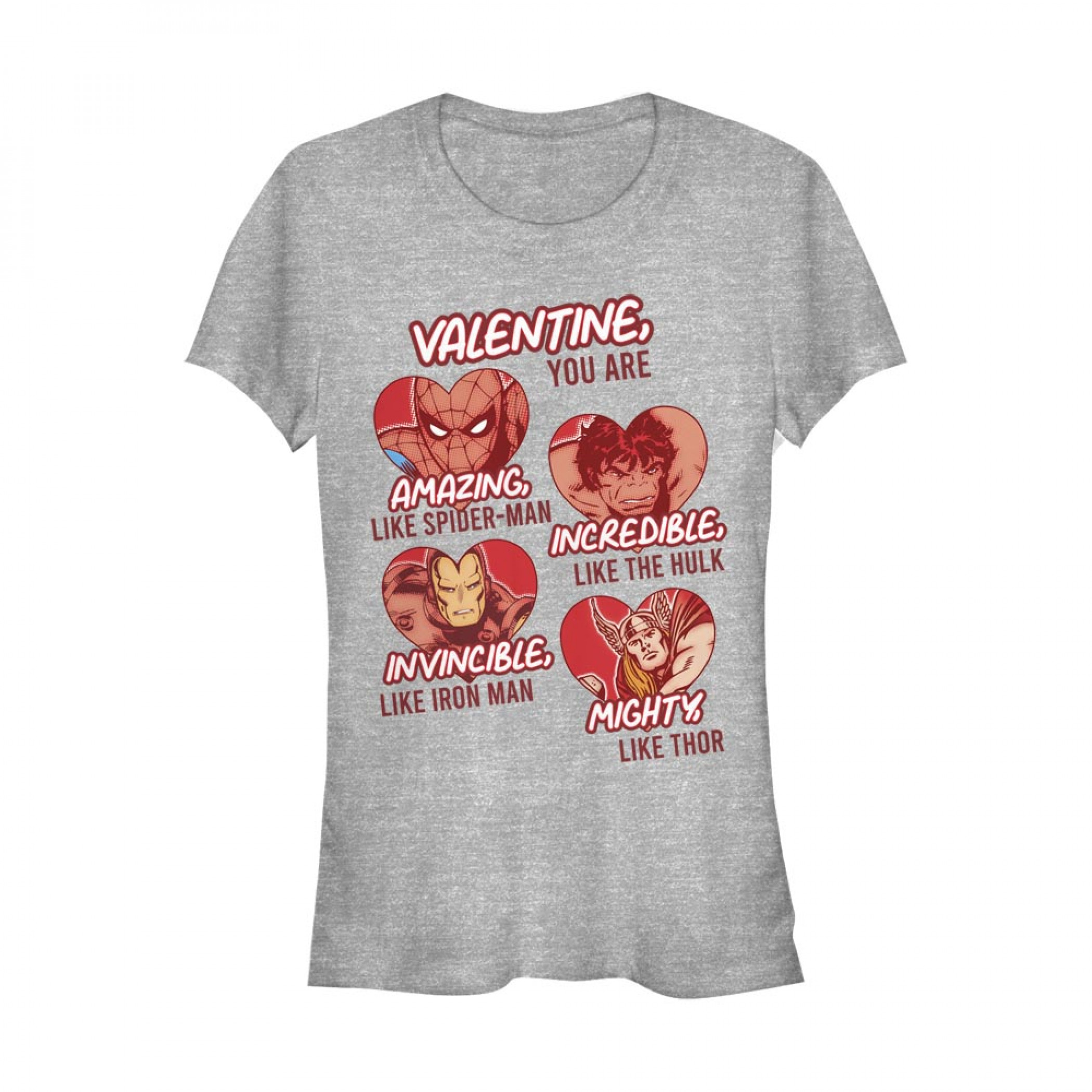 Avengers Valentine Women's Grey T-Shirt, Grey