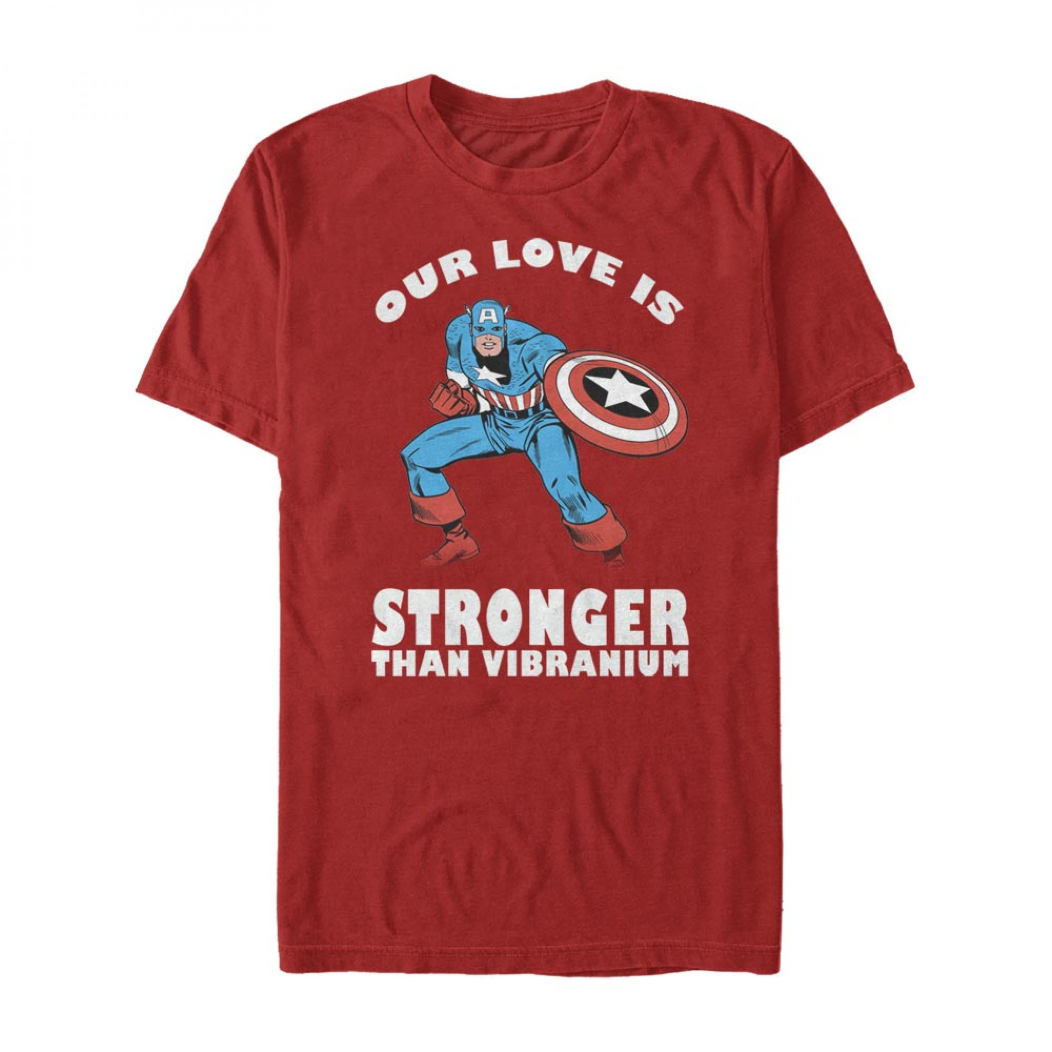 Captain America Our Love is Stronger Than Vibranium T-Shirt, Red
