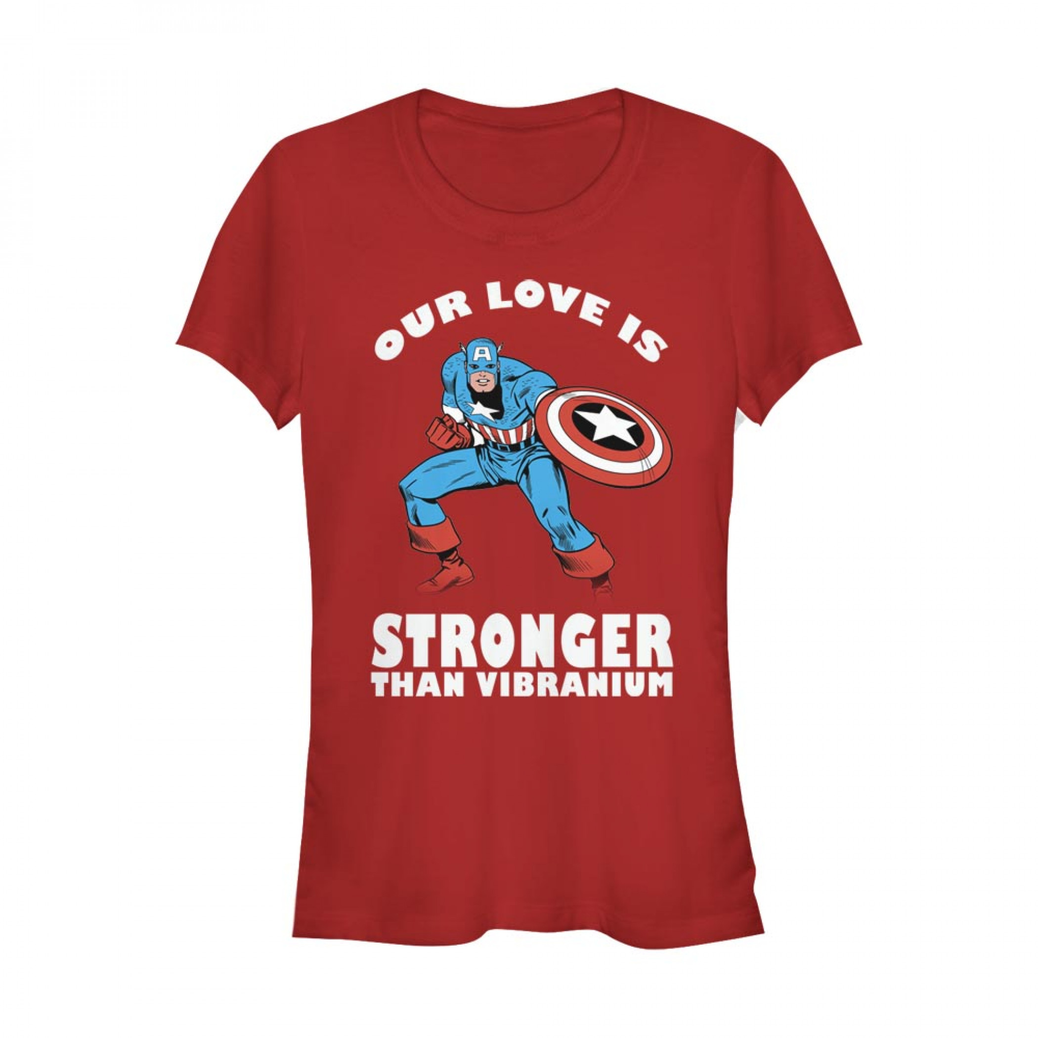 Captain America Our Love is Stronger Than Vibranium Women's T-Shirt, Red