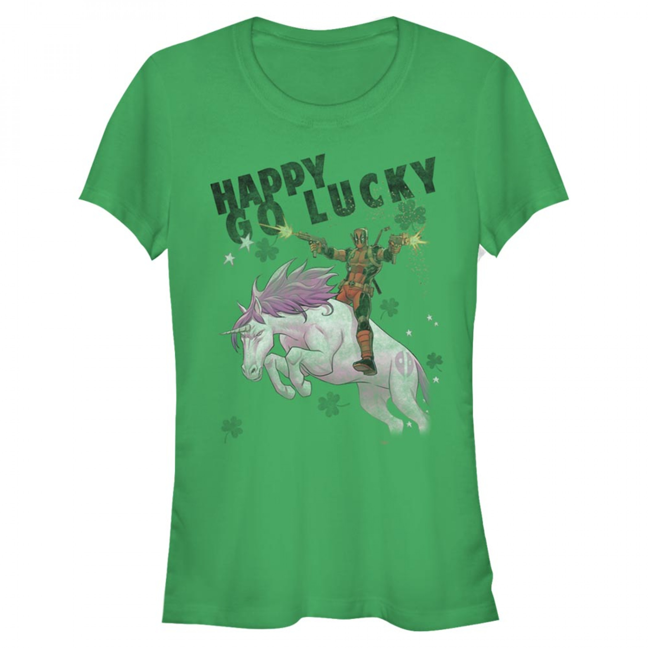 Deadpool Happy Go Lucky Women's Green T-Shirt, Green