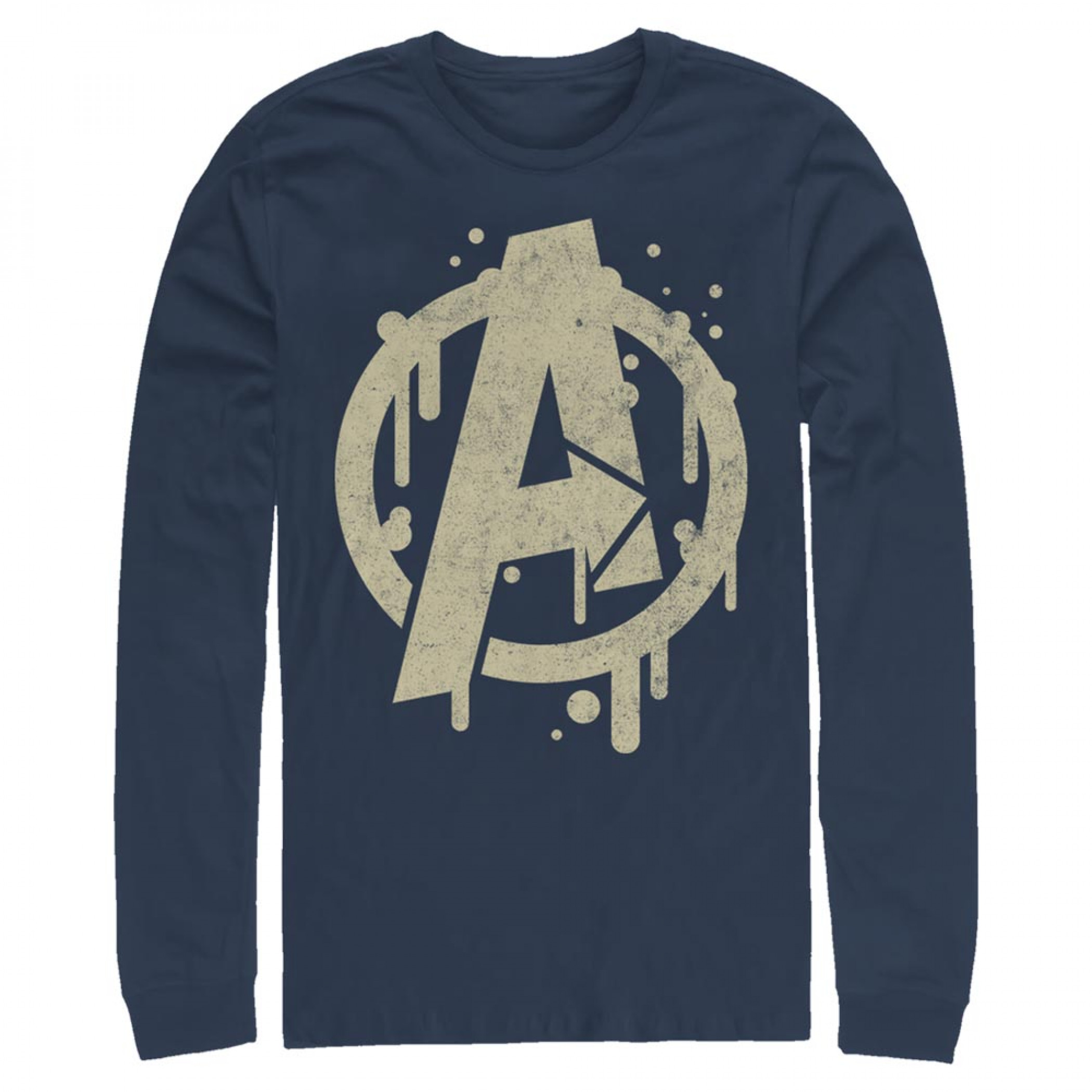 Avengers Paint Drip Logo Long Sleeve Shirt, Blue