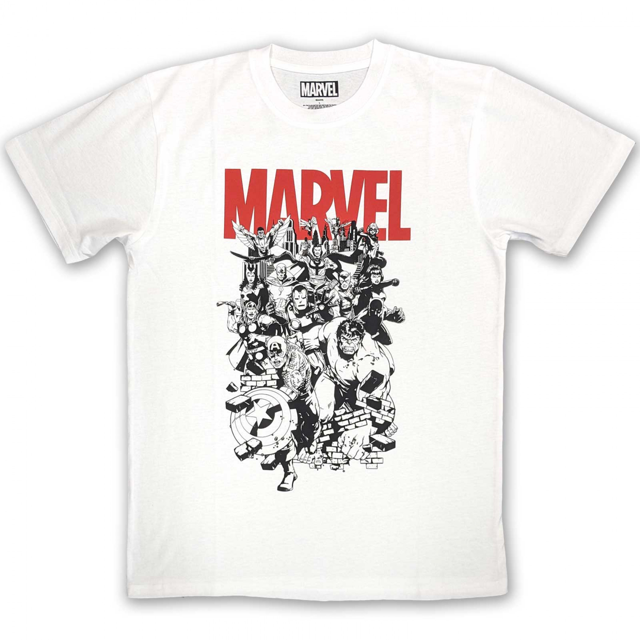Avengers Black and White Ensemble T-Shirt White