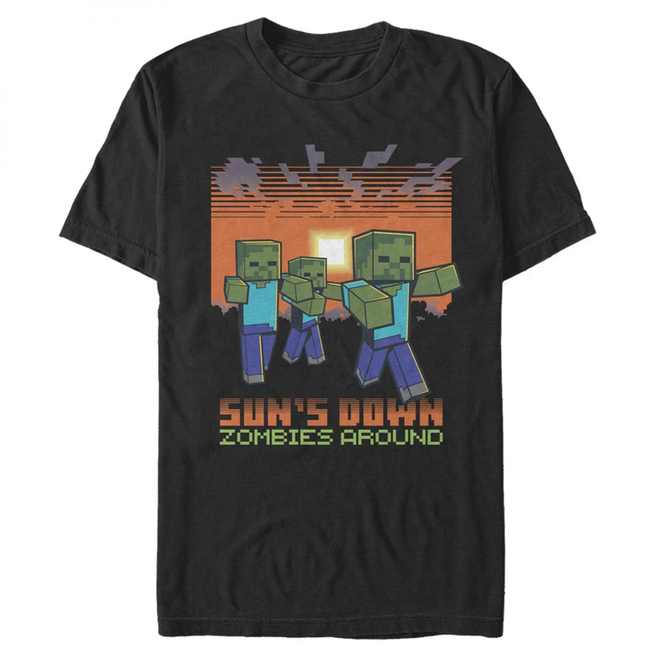 Minecraft Sun's Down Zombies Around Men's T-Shirt, Black