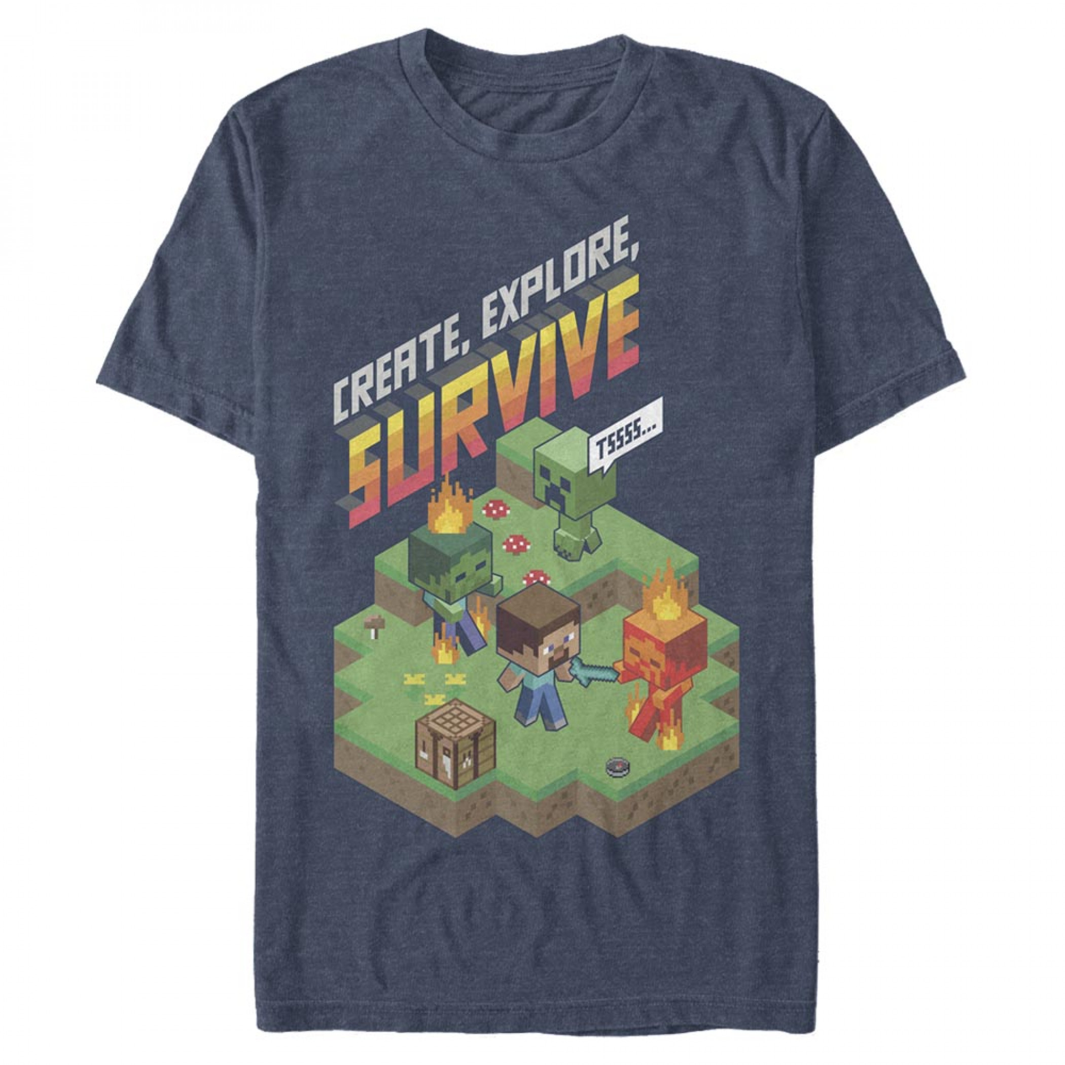 Minecraft Create Explore SURVIVE Men's T-Shirt, Multi-Color