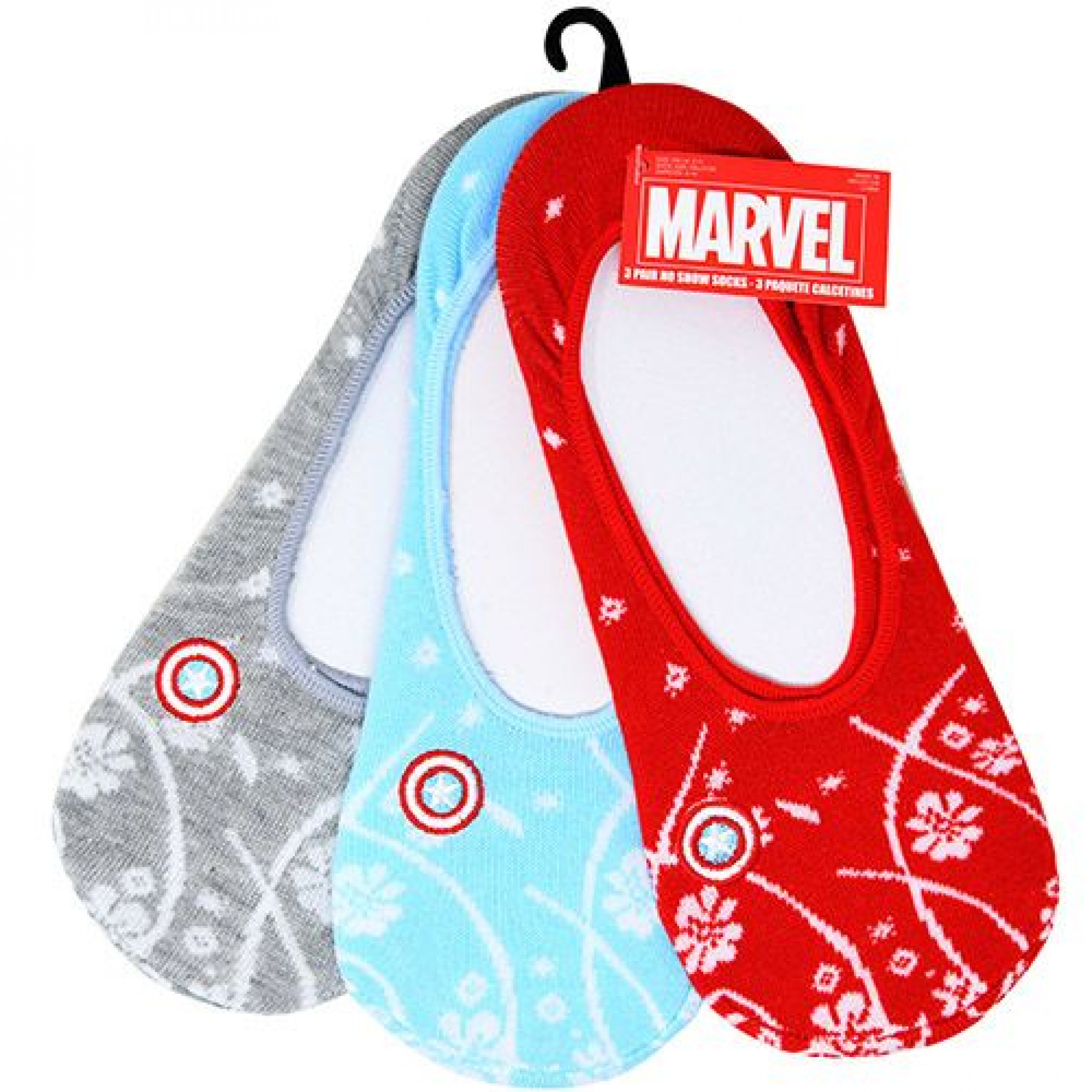 Captain America Comic Retro Floral Women's 3-Pack Ankle Socks, Multi-Color