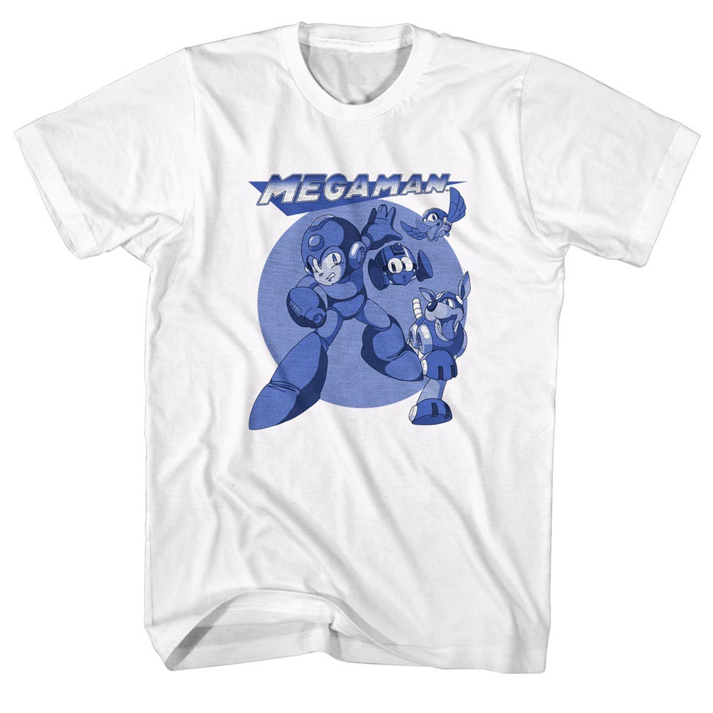 Mega Man Blue Circle Tshirt, White