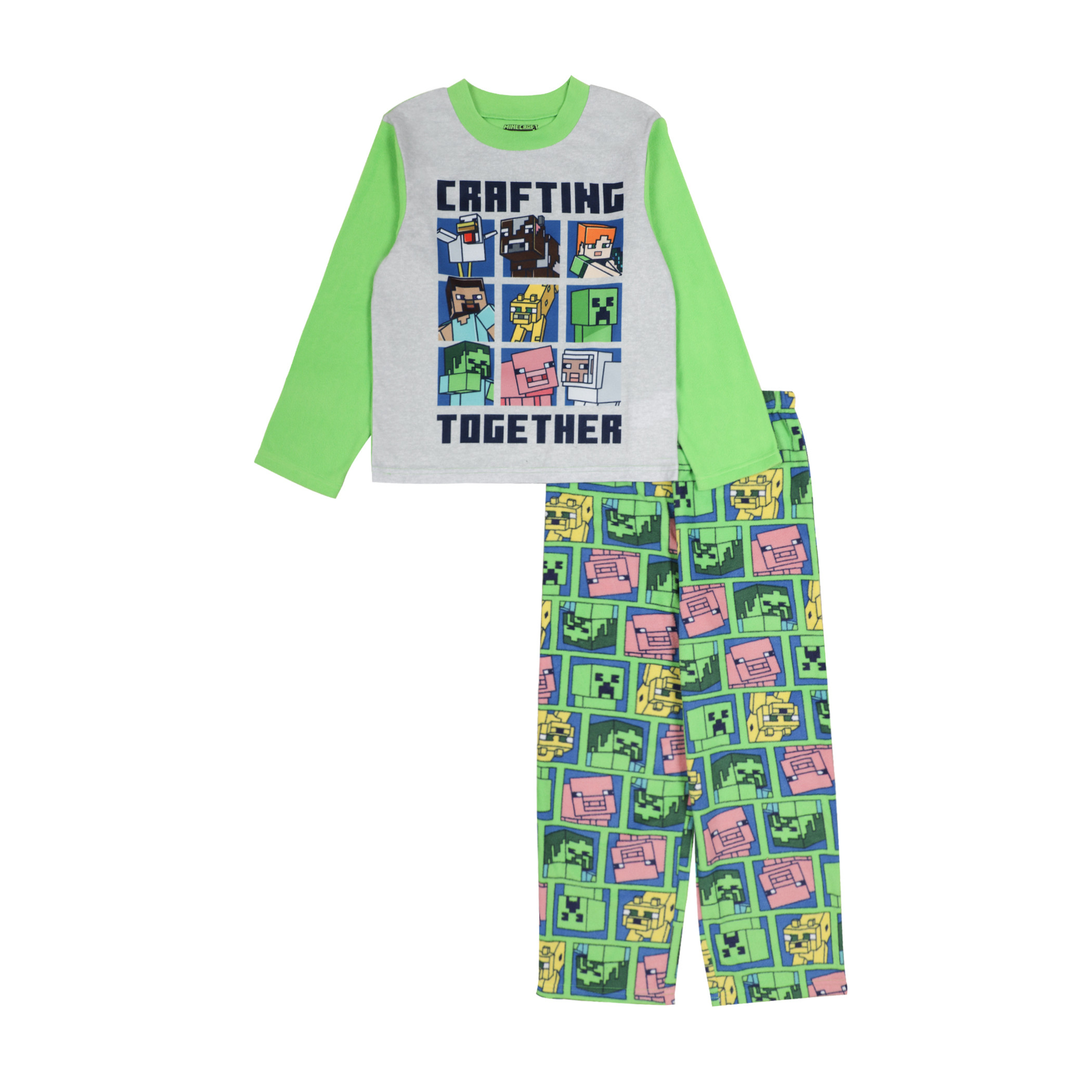 Minecraft Crafting Together 2-Piece Youth Pajama Set, Green