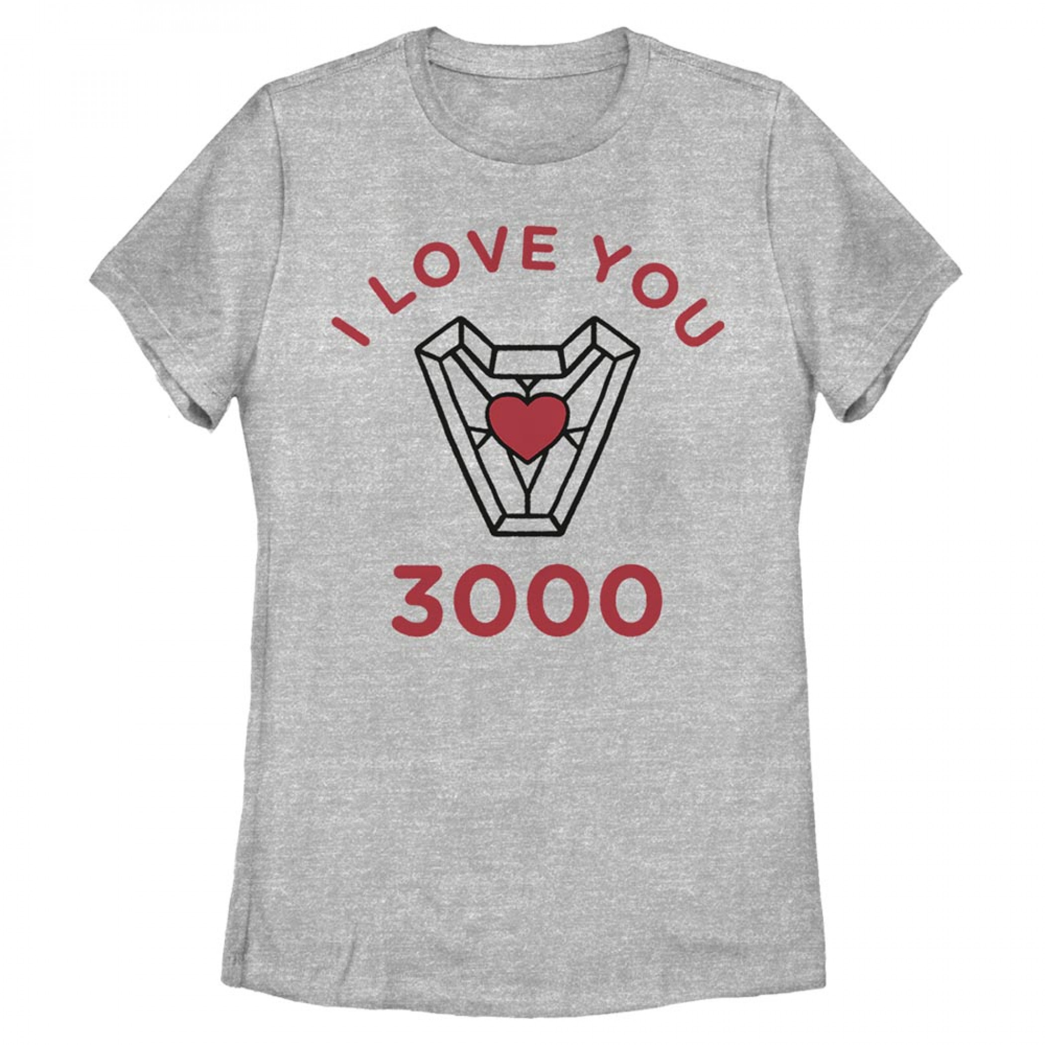 Marvel Comics Iron Man I Love You 3000 Valentine's Day Juniors T-Shirt, Grey