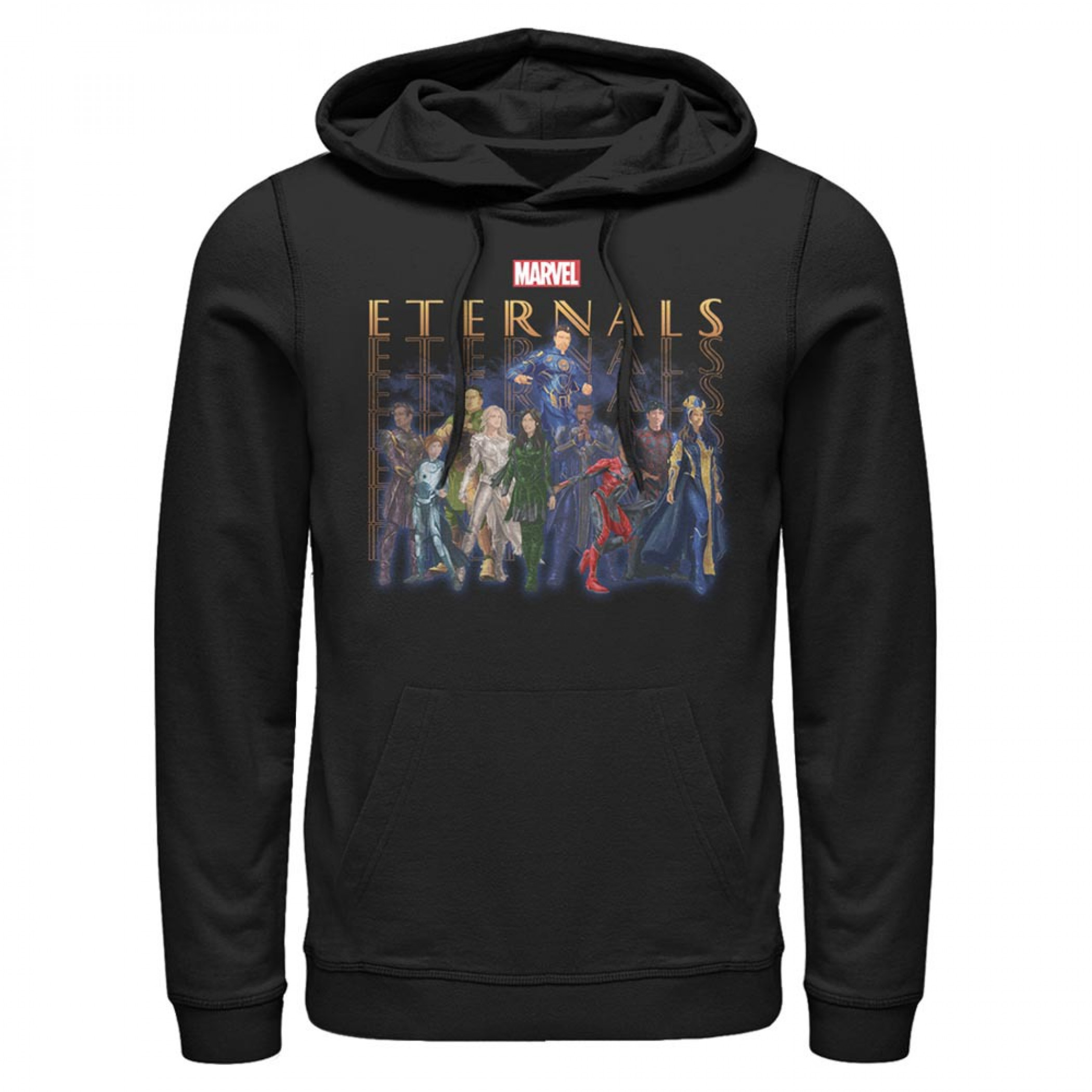 Marvel Comics Eternals All Characters Pose Print Hoodie, Black