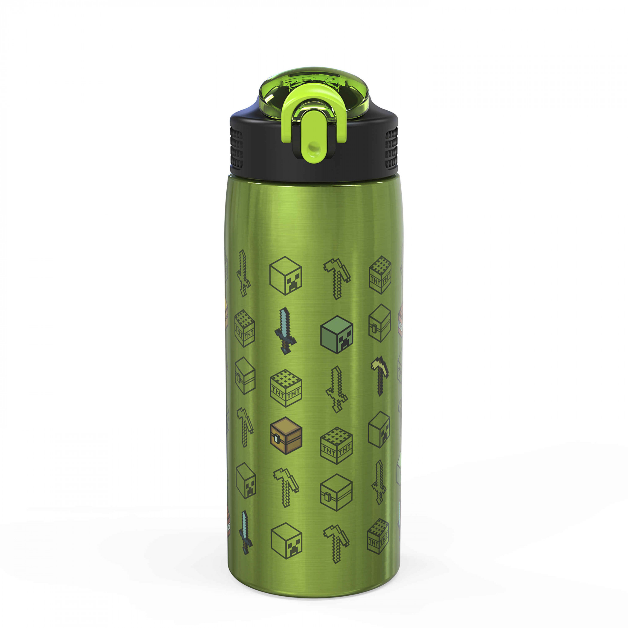 Minecraft Symbols 19oz Stainless Steel Double Walled Water Bottle, Green