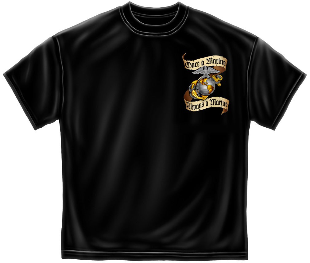 Once A Marine Always A Marine Patriotic TShirt - Black - image 2
