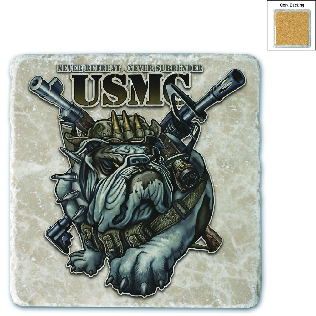 Never Retreat Never Surrender Marine Corps Stone Coaster