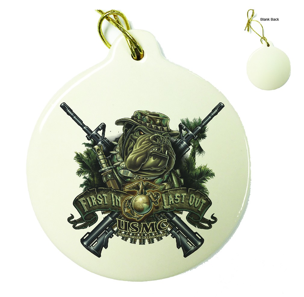Marine Devil Dog First In Last Out Porcelain Ornament