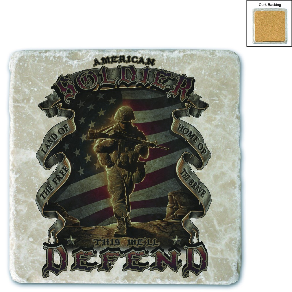 USA American Soldier Stone Coaster