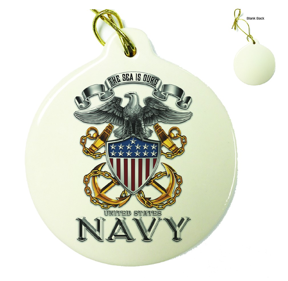 US Navy Full Print Eagle Porcelain Ornament