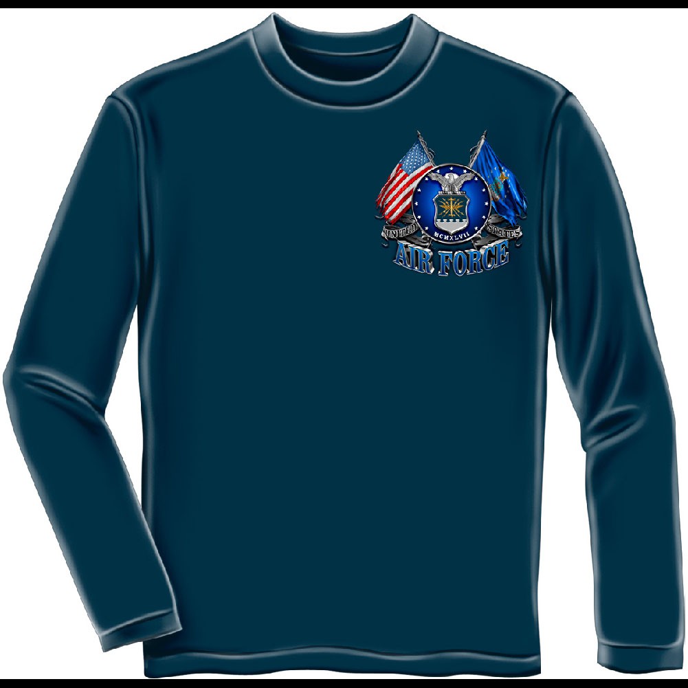 US Air Force Flags Blue Long Sleeve T-Shirt - image 2