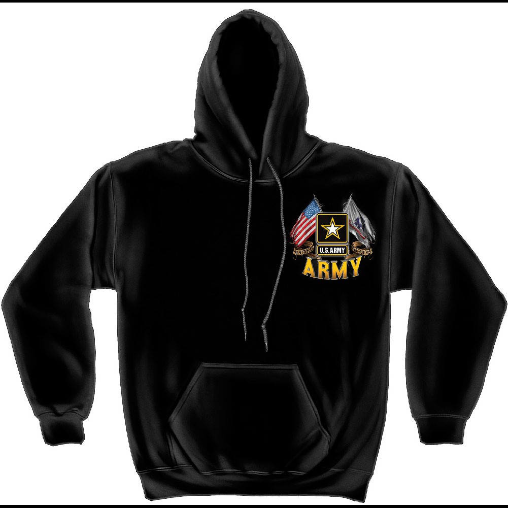 US Army Double Flags Black Hoodie - image 2