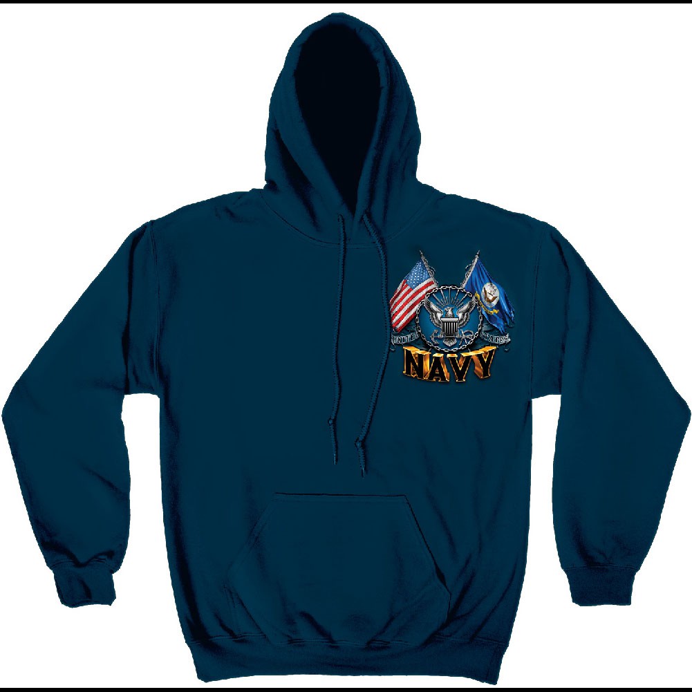 US Navy Double Flag Blue Hoodie - image 2