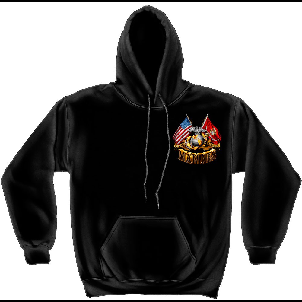 US Marines Double Flag Black Hoodie - image 2