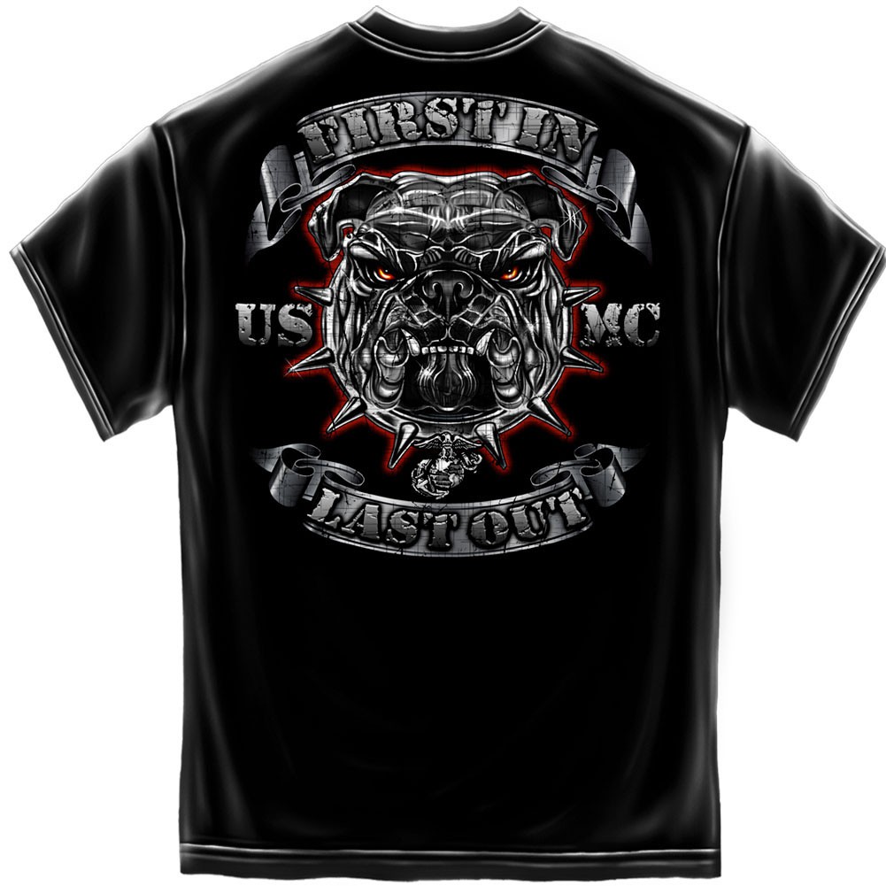 USMC Marines First In Foil Black T-Shirt - image 2