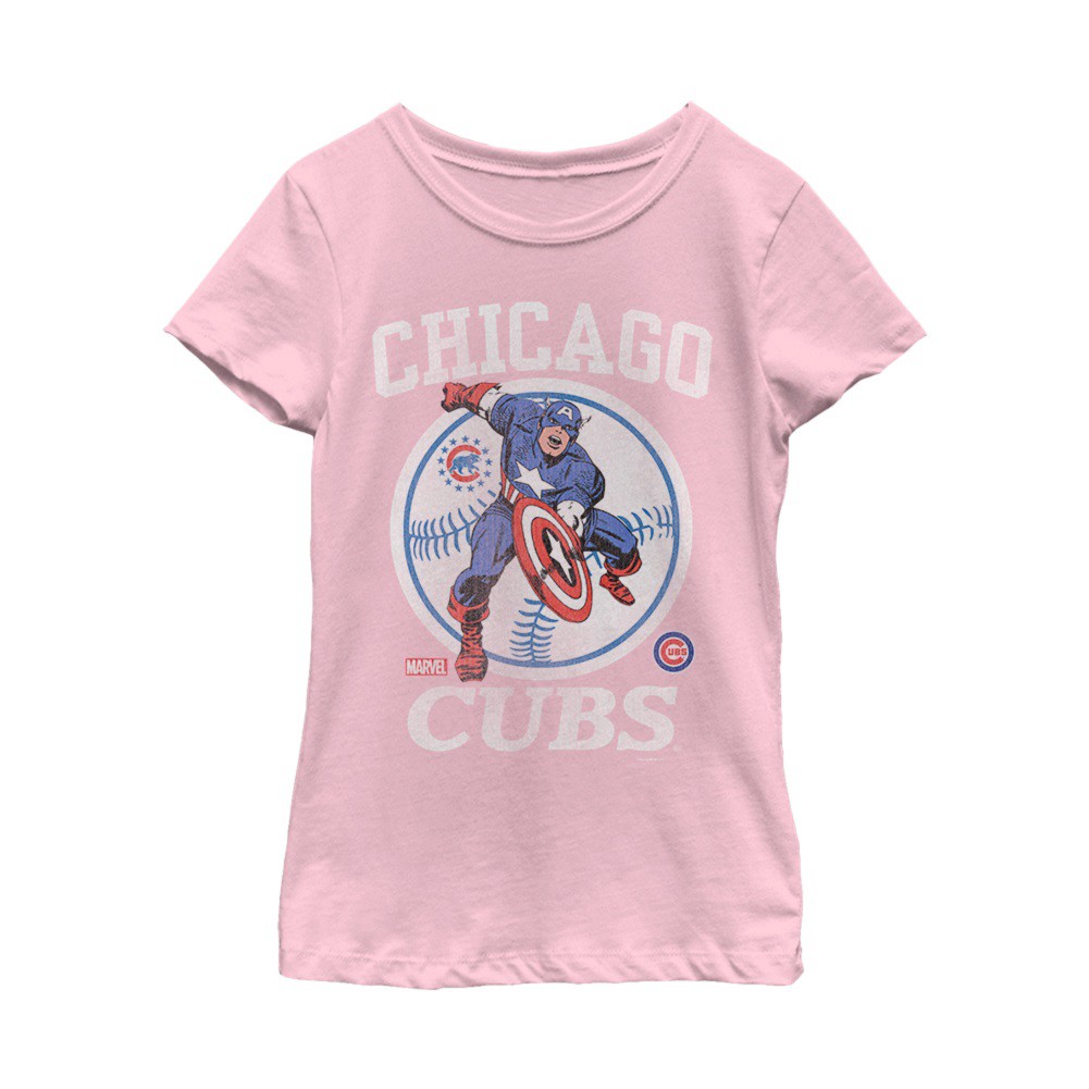 Captain America Chicago Cubs Women's Pink T-Shirt, Pink