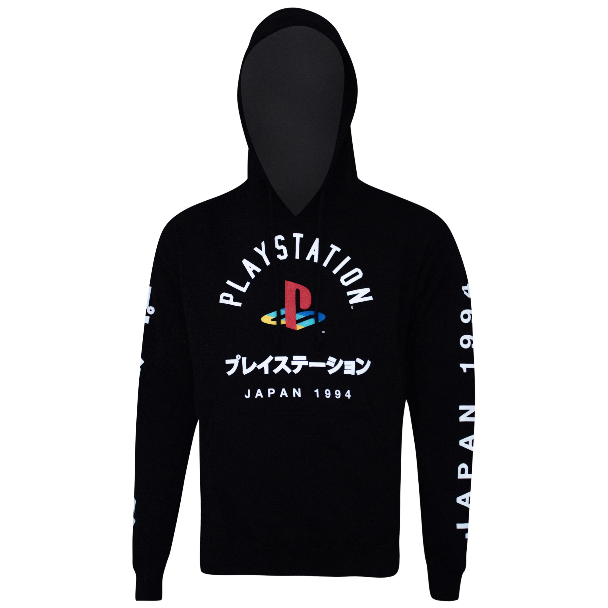 Playstation Japanese Logo Black Hoodie Sweatshirt, Black