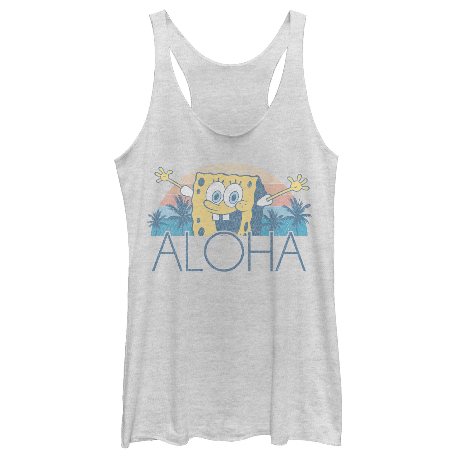 SpongeBob Squarepants Aloha Ladies Grey Racerback Tank Top