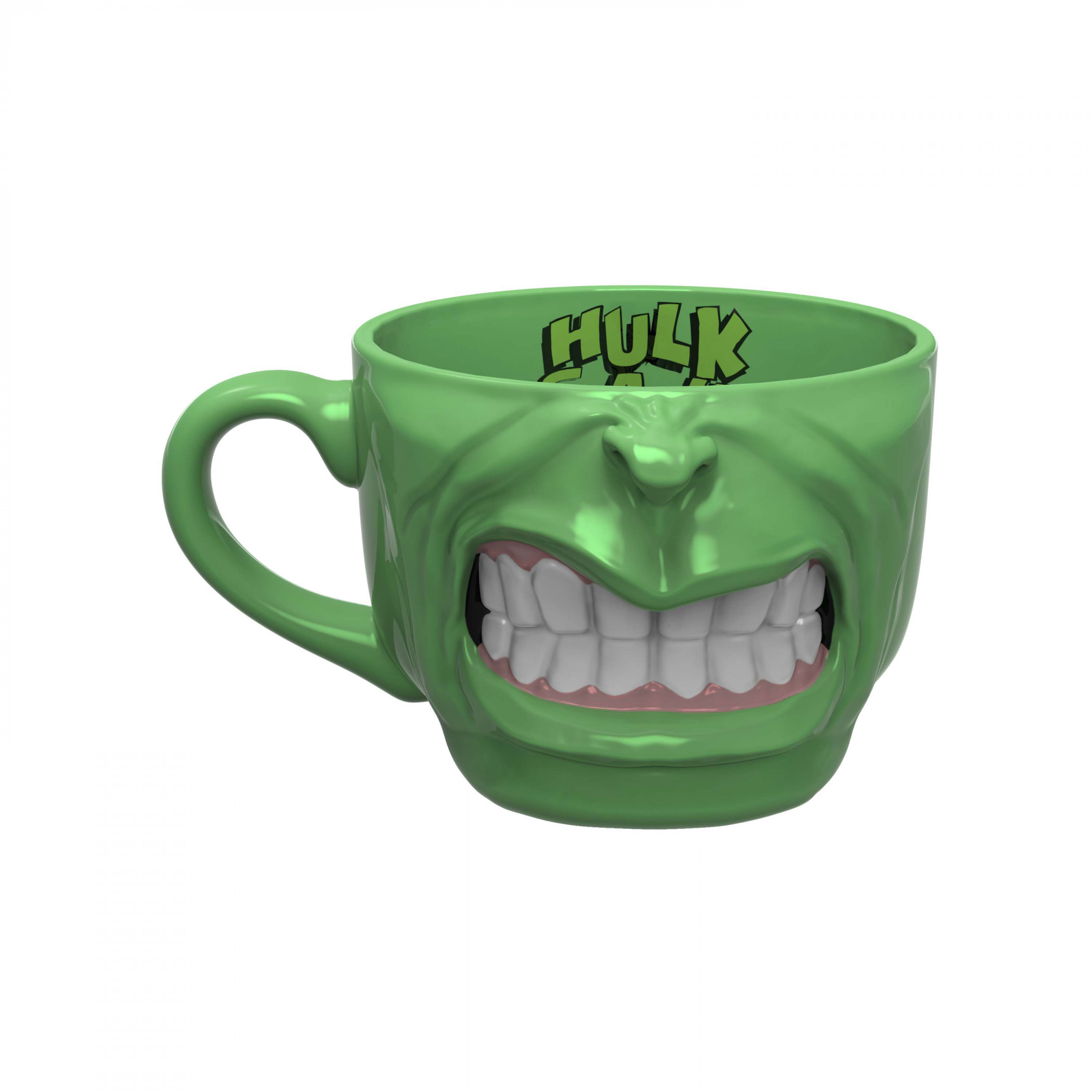 Marvel Comics Hulk Half Face Sculpted Mug, Multi-Color