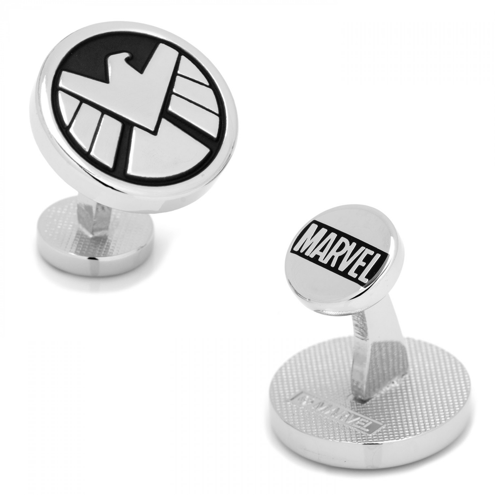 S.H.I.E.L.D. Logo Silver Cufflinks, Black