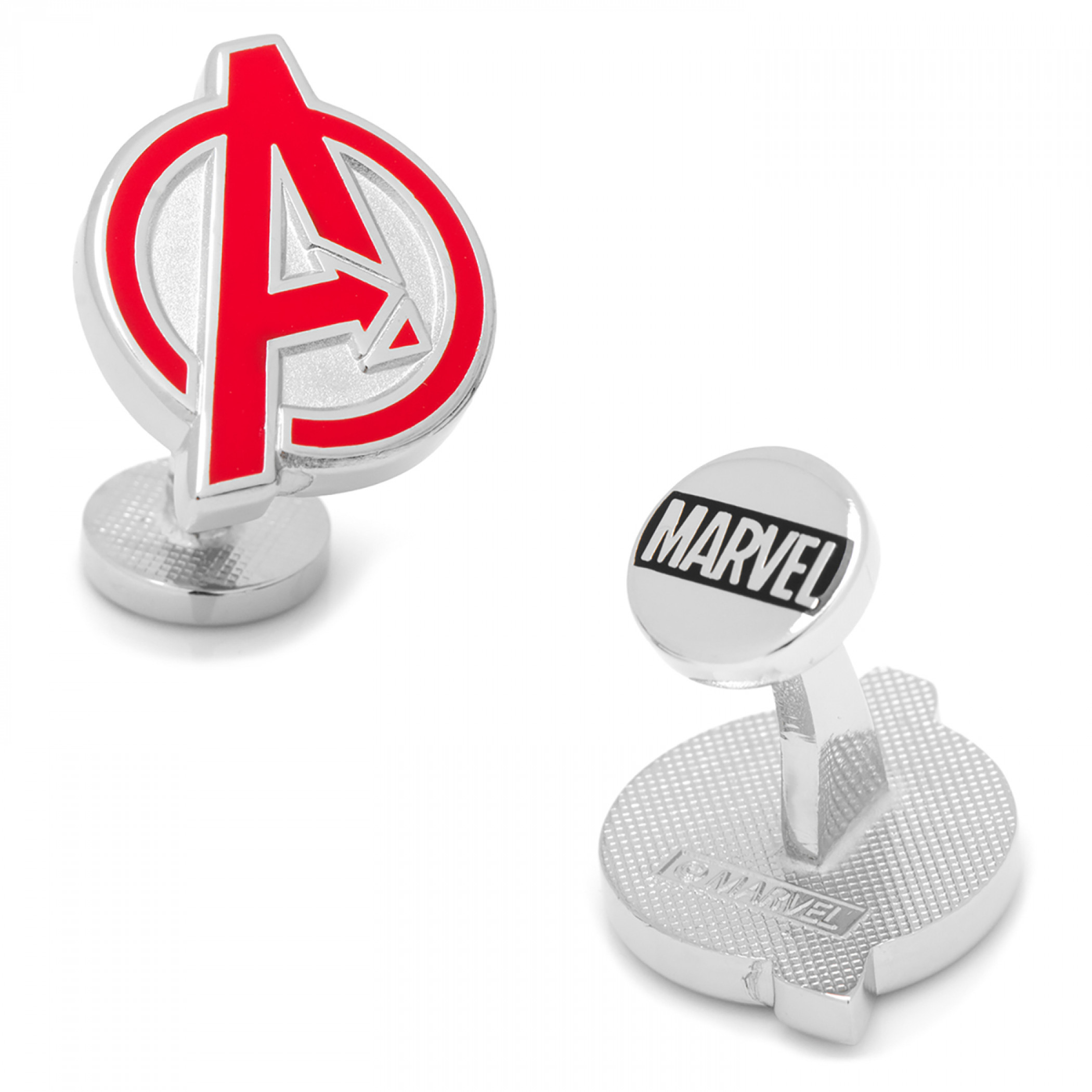 Avengers Logo Silver Cufflinks, Red