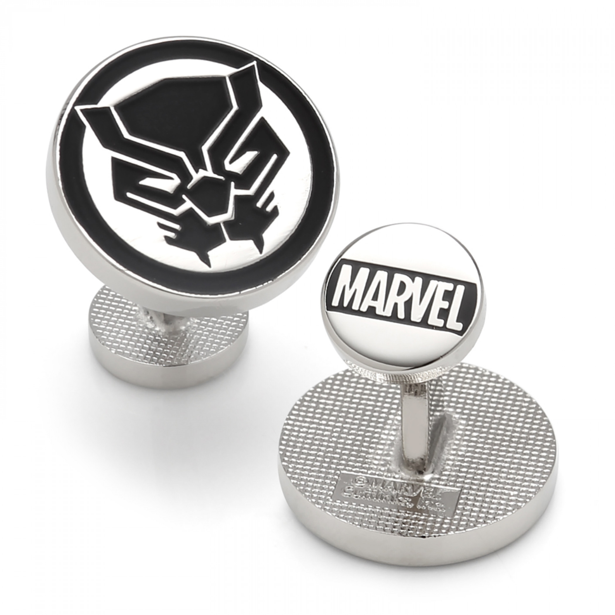 Black Panther Mask Silver Cufflinks, Silver