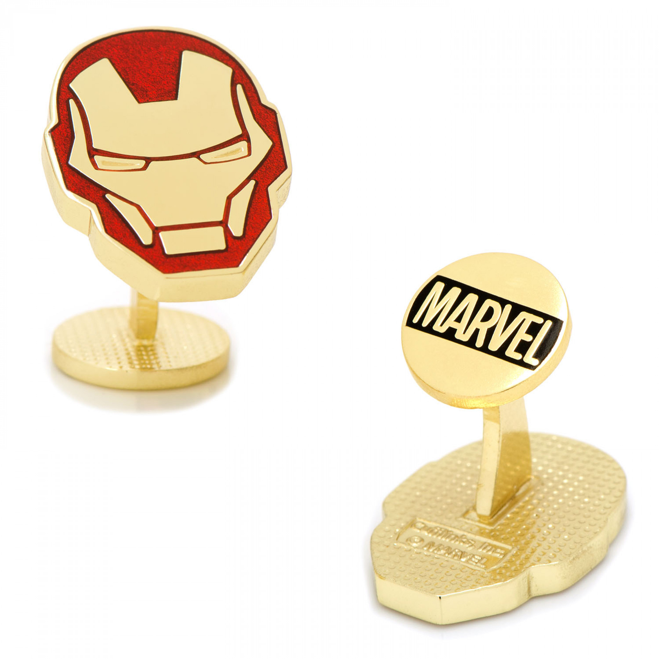 Iron Man Helmet Gold Cufflinks, Red