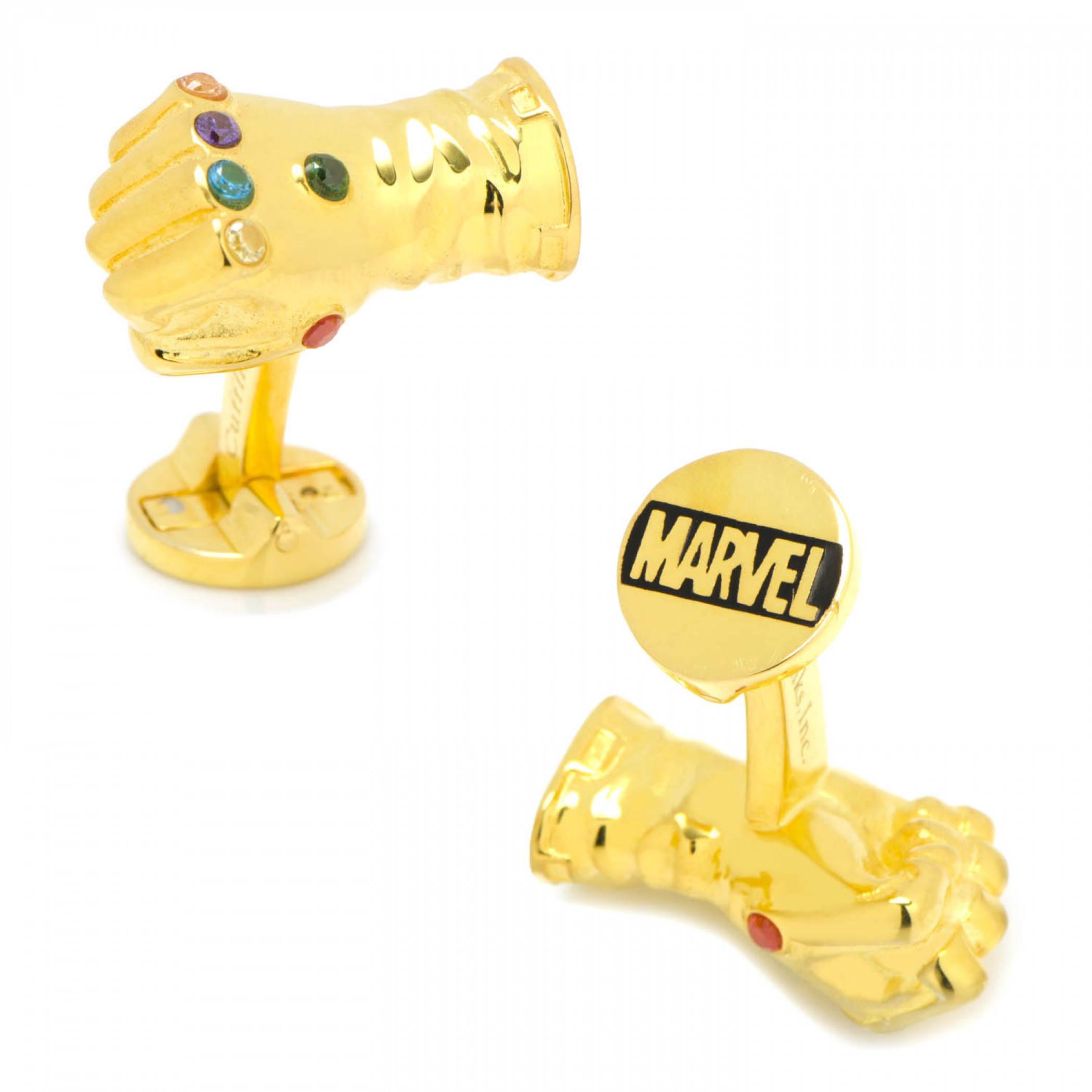 Thanos 3D Infinity Gauntlet Gold Cufflinks, Gold