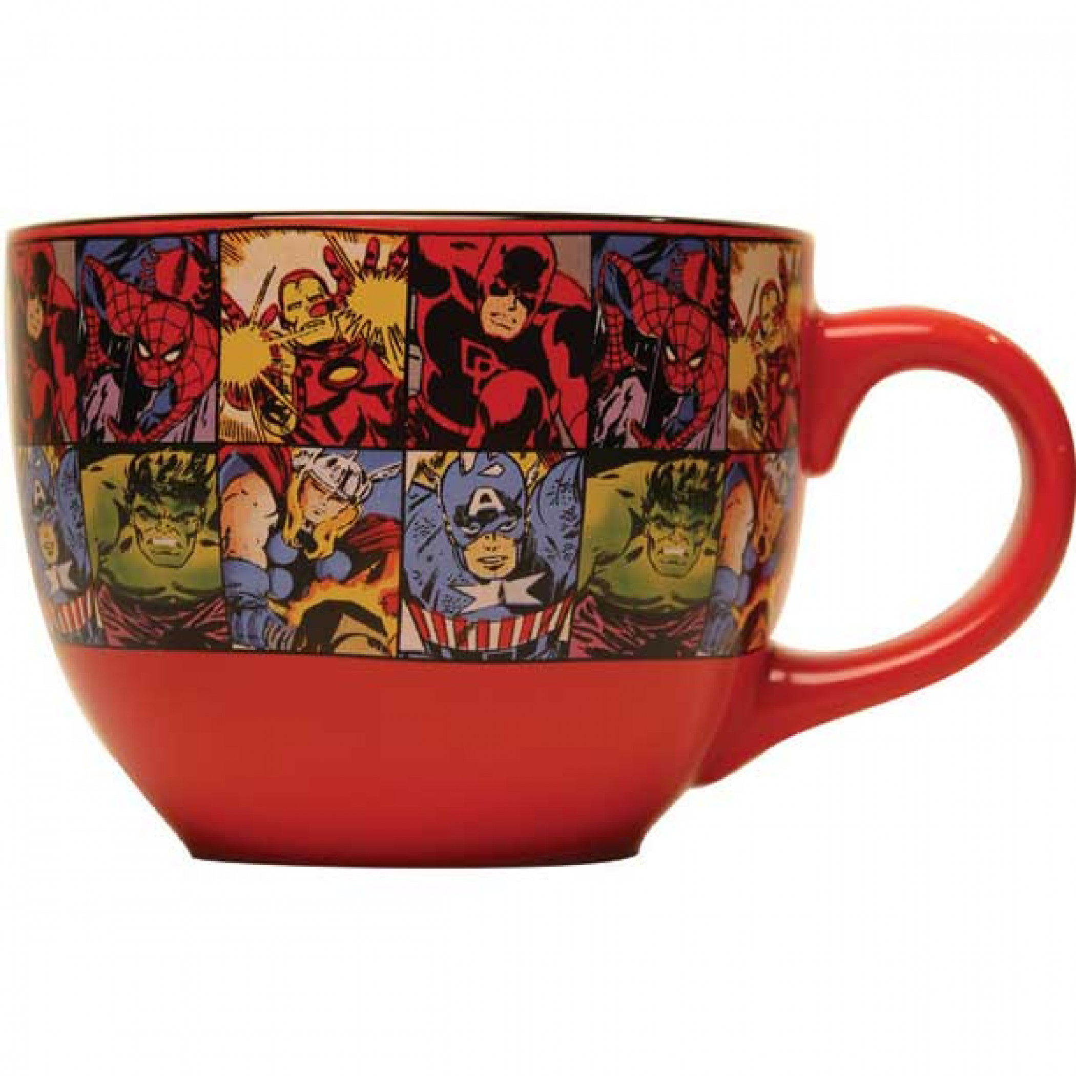 Avengers Comic Collage 24 Ounce Soup Mug, Red