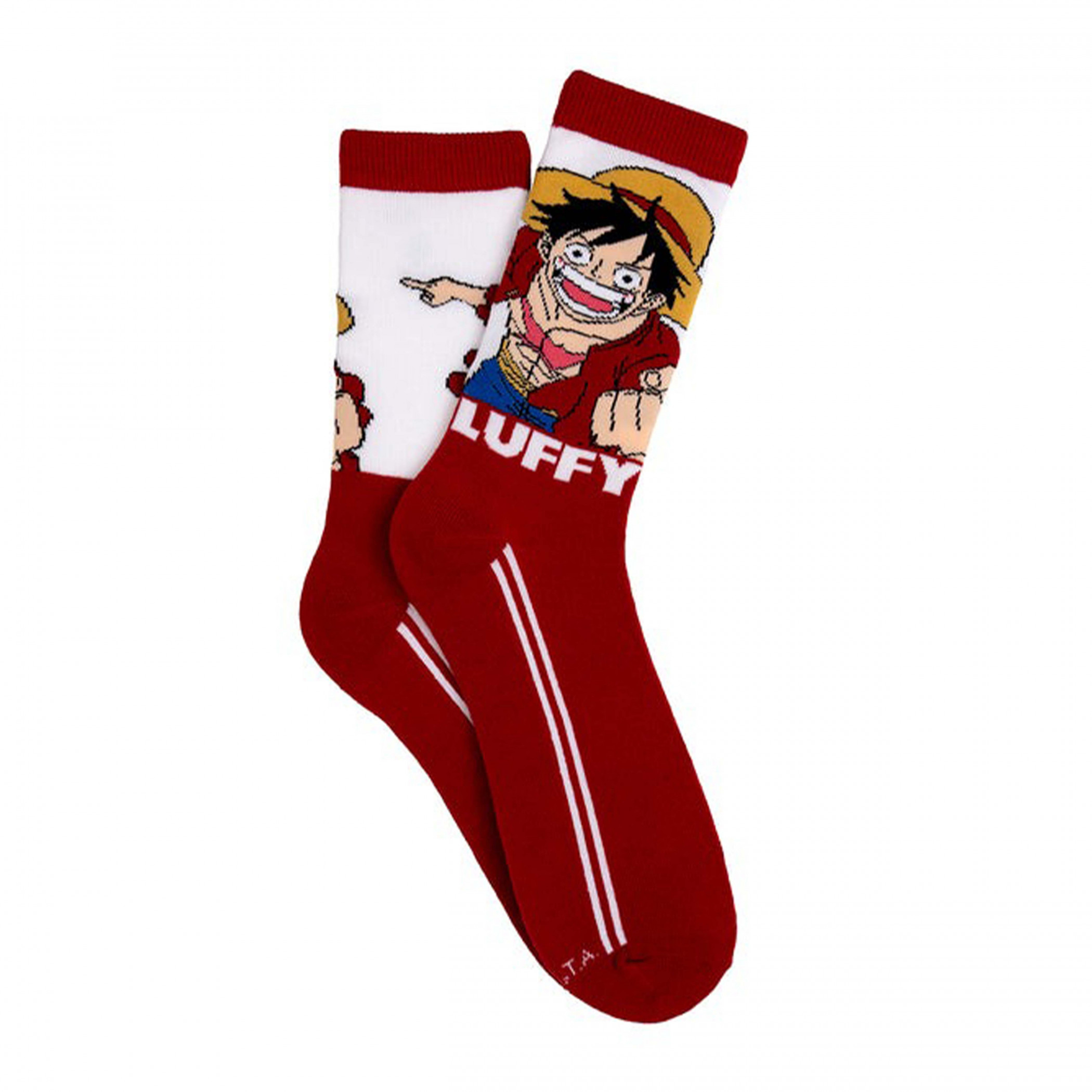One Piece Luffy Crew Socks, Red