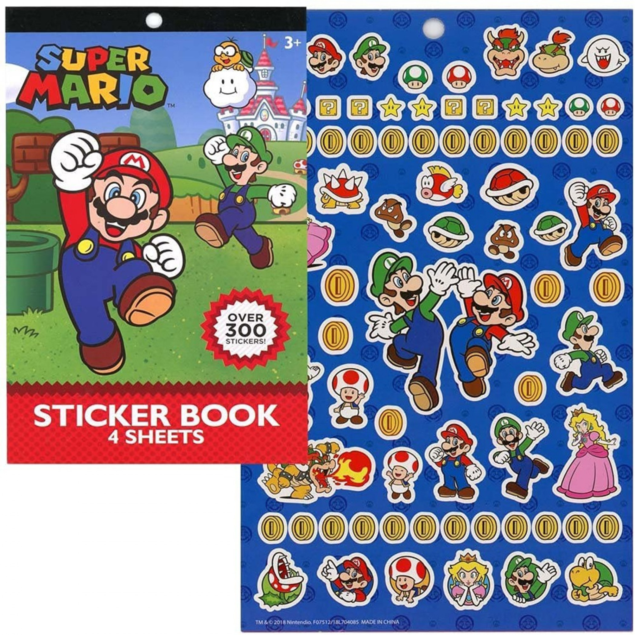 Nintendo Super Mario & Friends 4-Sheet Sticker Pad, Multi-Color