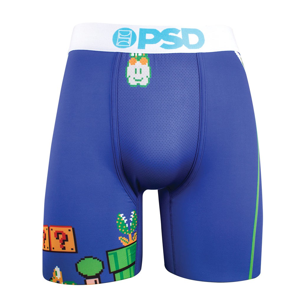 Super Mario Bros. Level Blue Men's Boxer Briefs, Blue