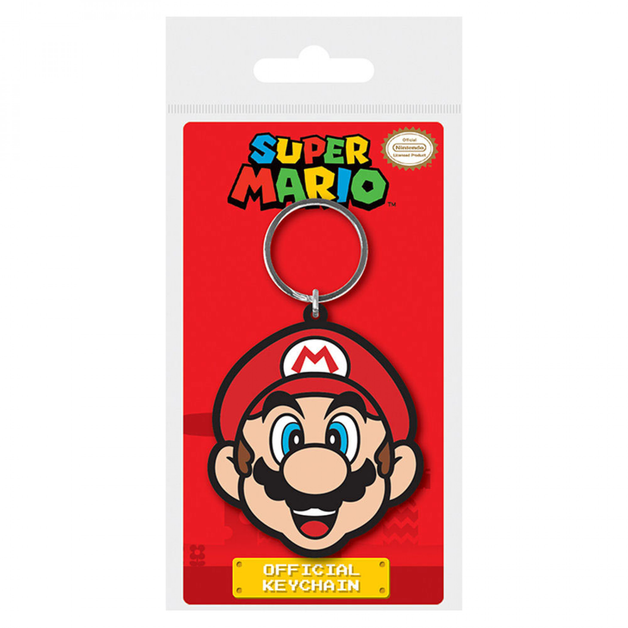 Super Mario Bros Face Rubber Keychain, Red